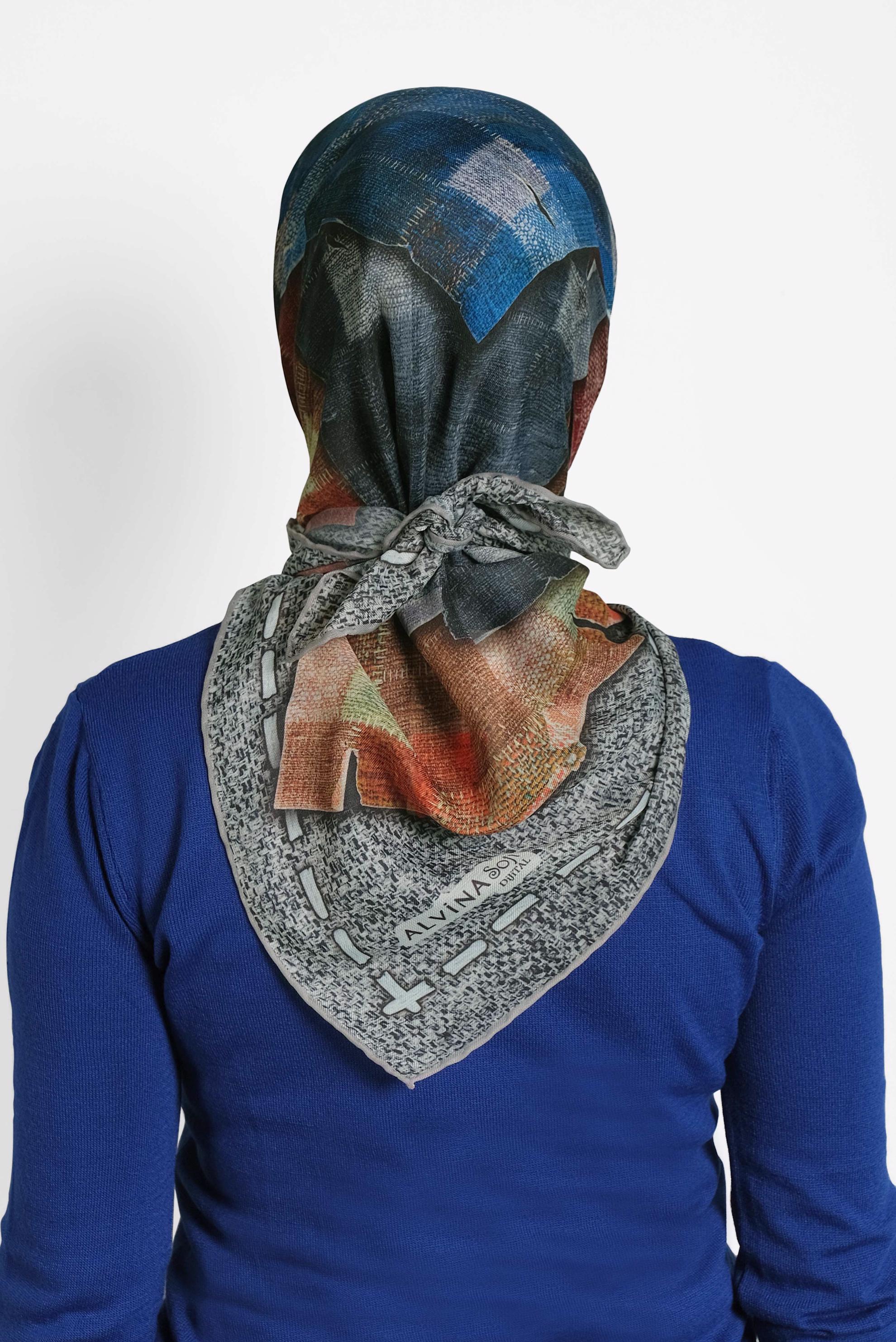 Tesettür giyim GRİ ALVİNA DİJİTAL EŞARP 8009 