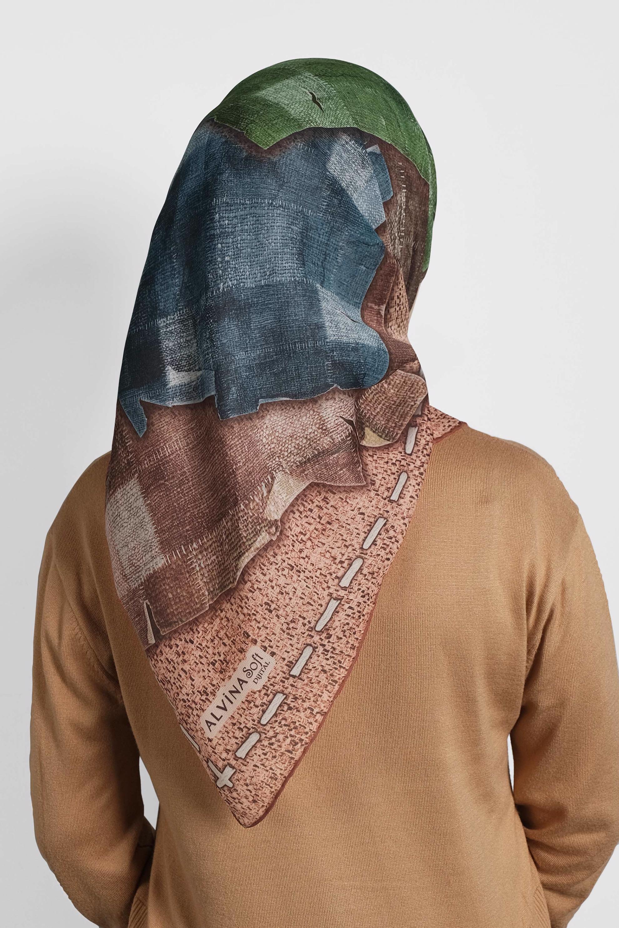 Tesettür giyim TURUNCU ALVİNA DİJİTAL EŞARP 8009 