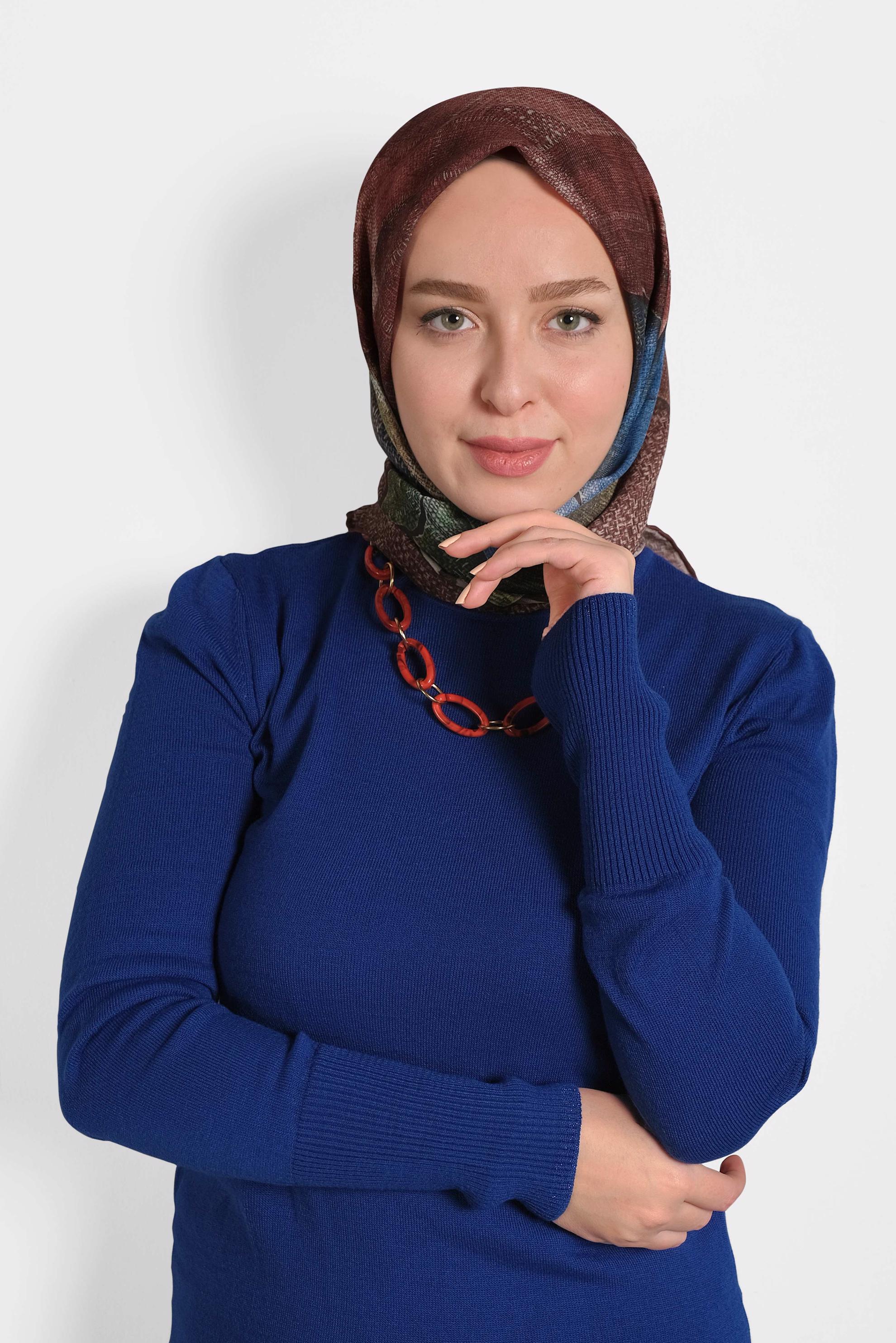 Tesettür giyim BORDO ALVİNA DİJİTAL EŞARP 8009 