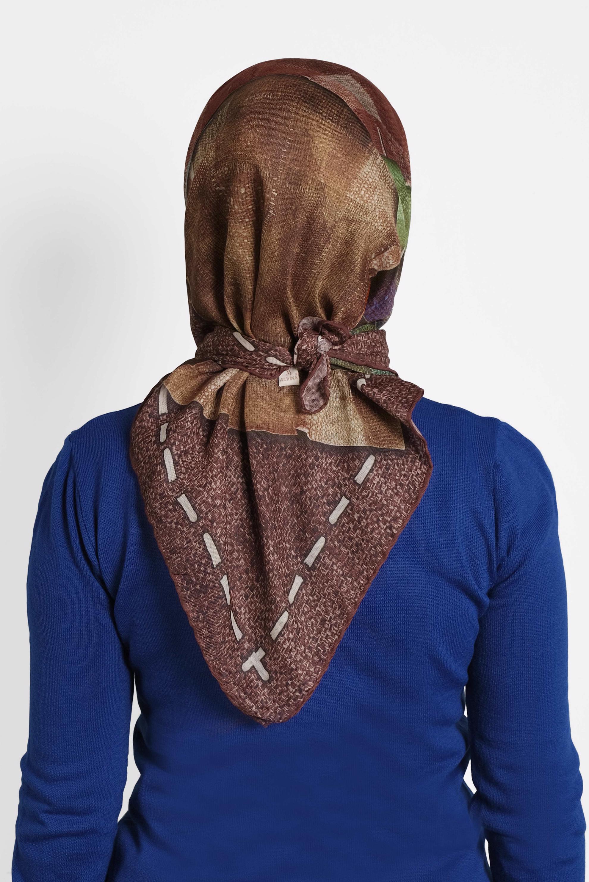 Tesettür giyim BORDO ALVİNA DİJİTAL EŞARP 8009 