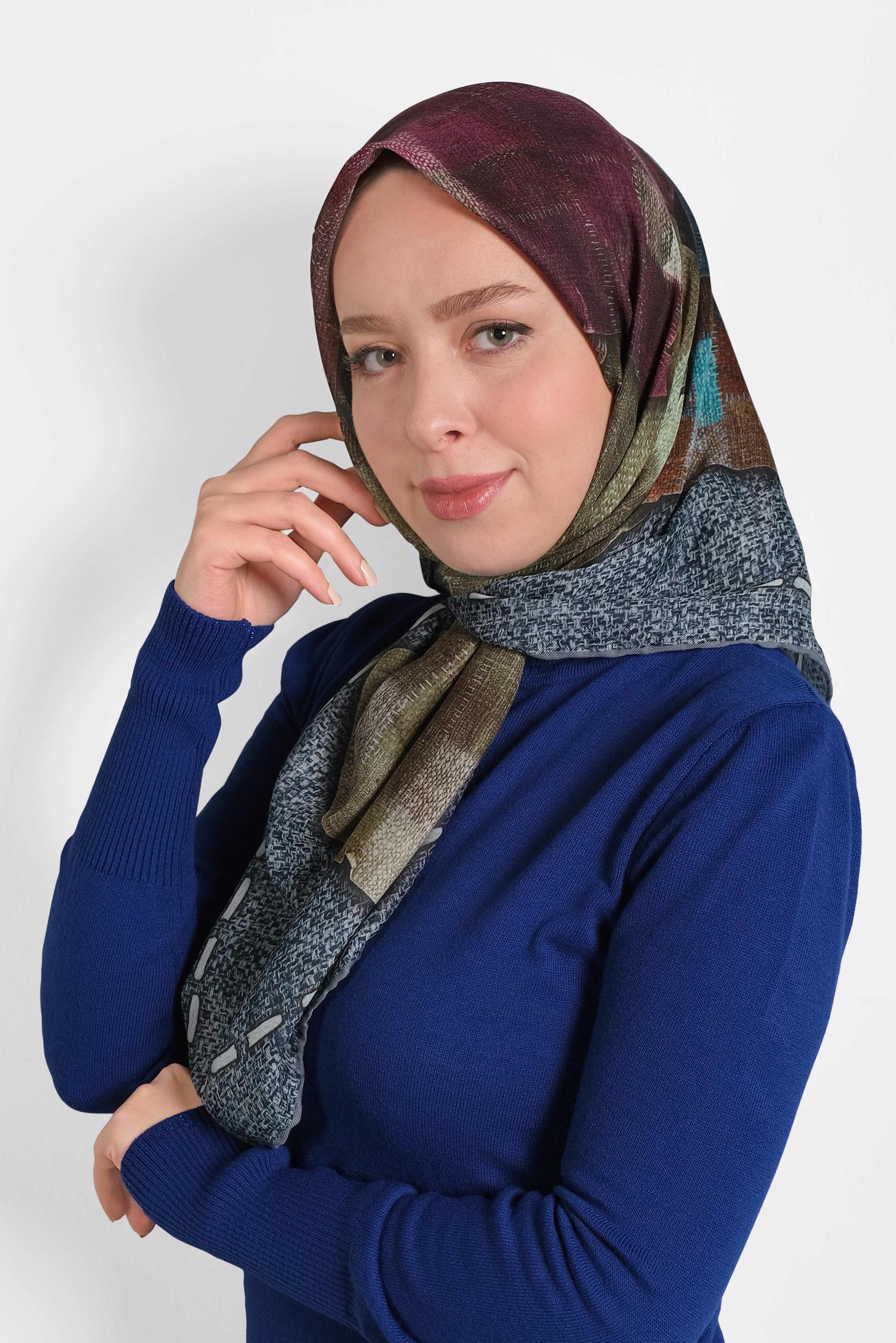Tesettür giyim LACİVERT ALVİNA DİJİTAL EŞARP 8009 