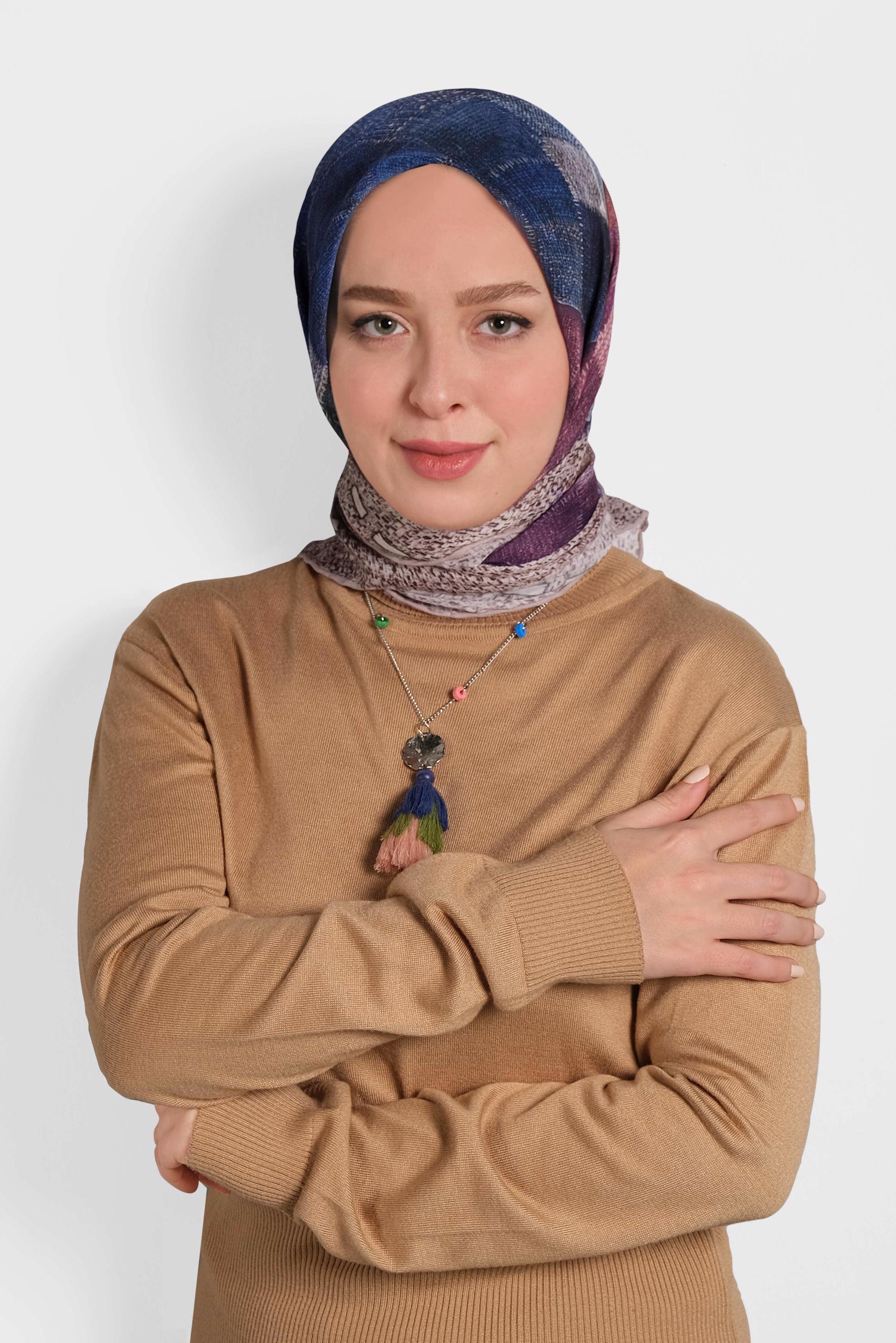 Tesettür giyim PUDRA ALVİNA DİJİTAL EŞARP 8009 