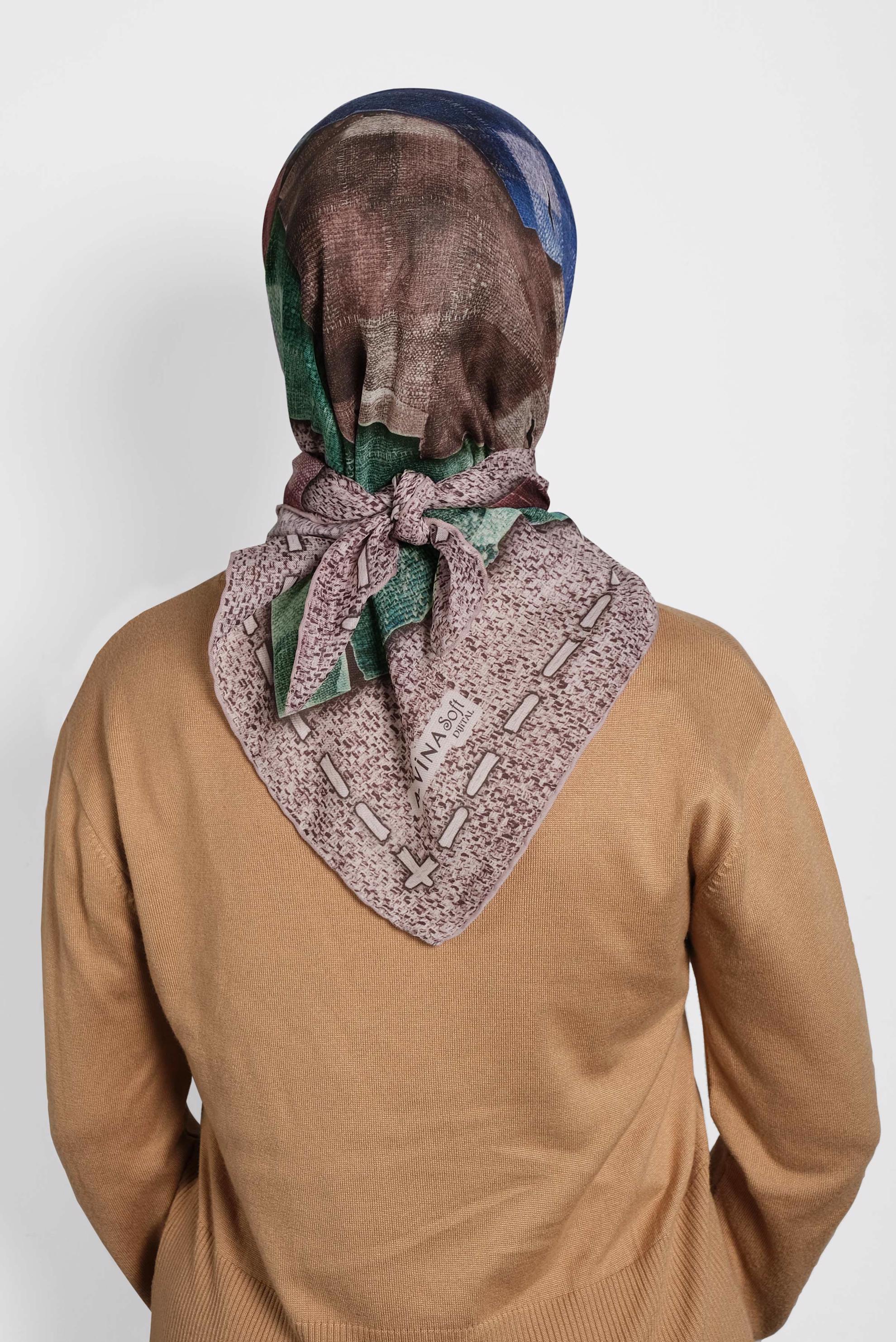 Tesettür giyim PUDRA ALVİNA DİJİTAL EŞARP 8009 