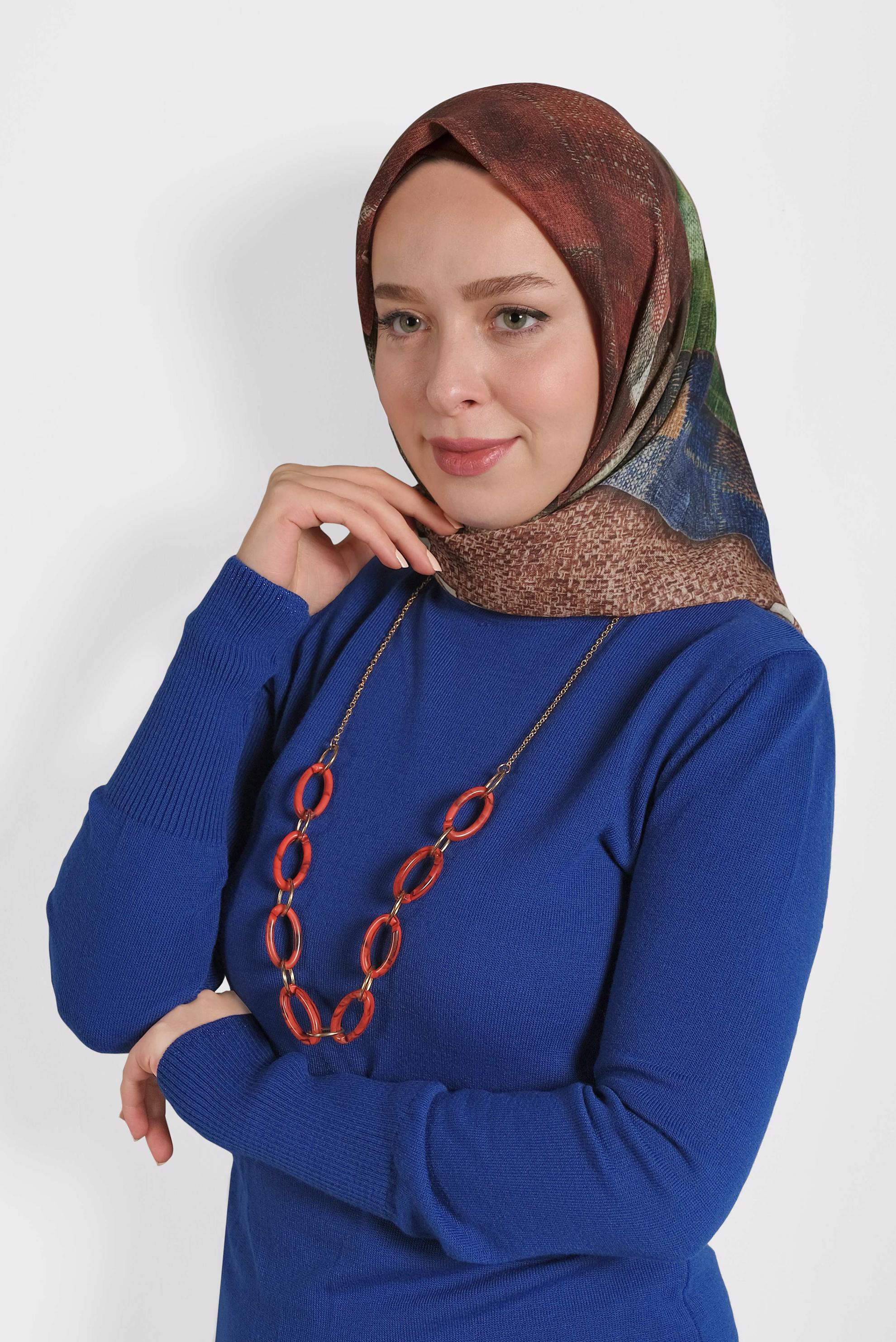 Tesettür giyim TABA ALVİNA DİJİTAL EŞARP 8009 