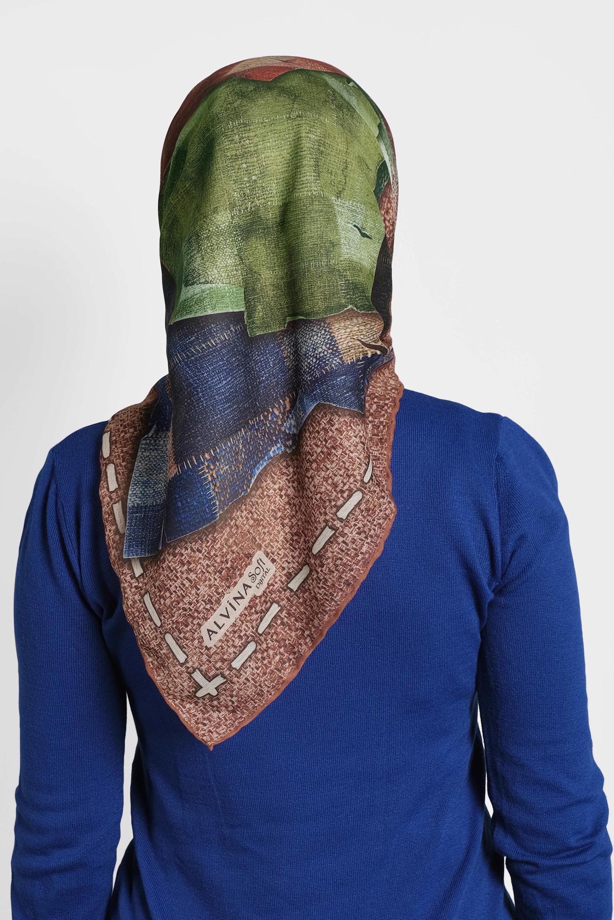 Tesettür giyim TABA ALVİNA DİJİTAL EŞARP 8009 