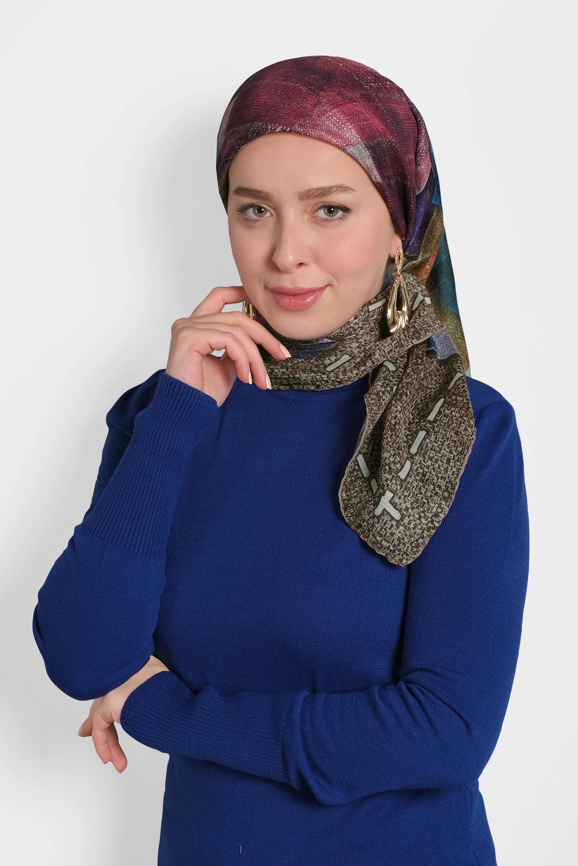 Tesettür giyim GRİ ALVİNA DİJİTAL EŞARP 8009 