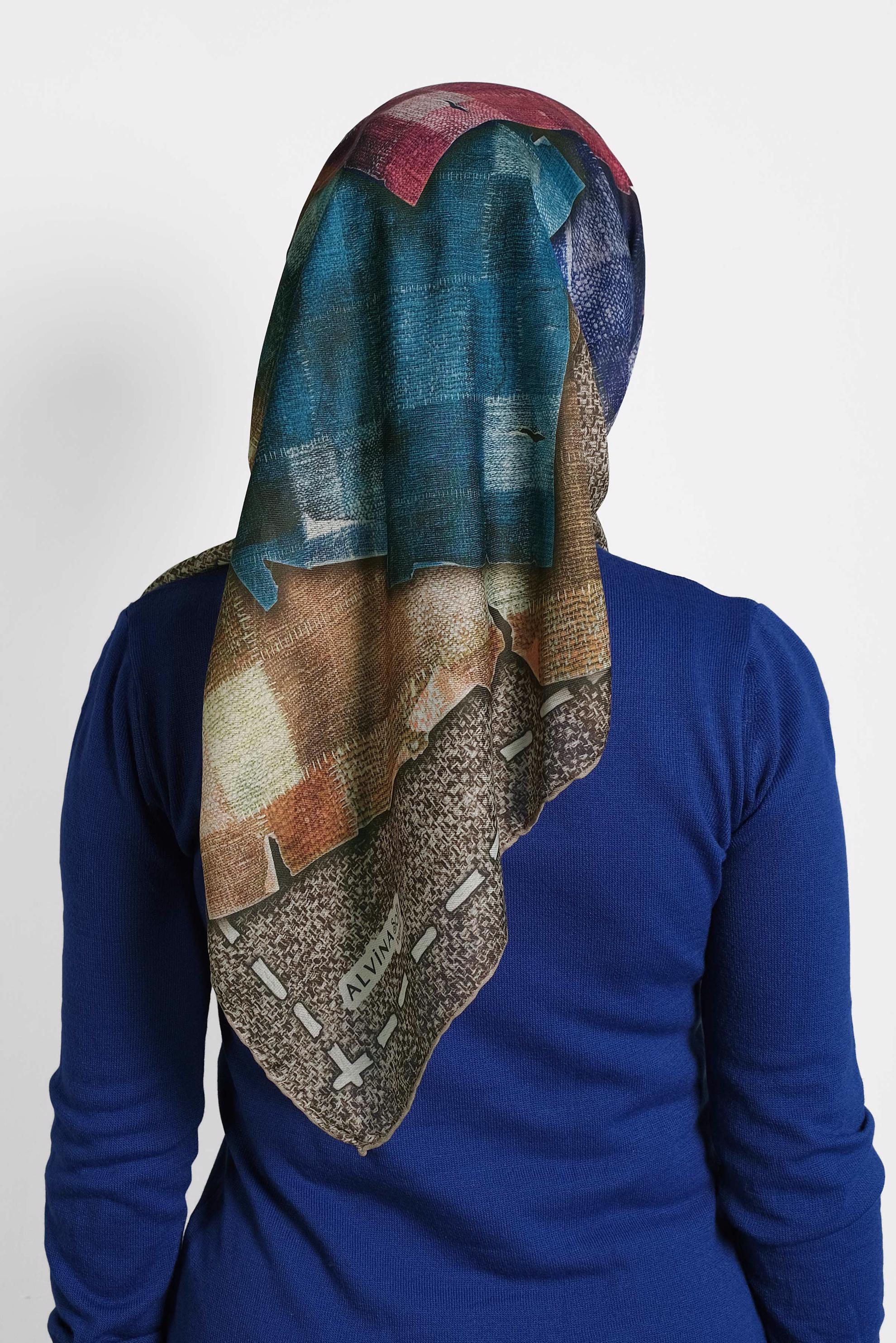 Tesettür giyim GRİ ALVİNA DİJİTAL EŞARP 8009 