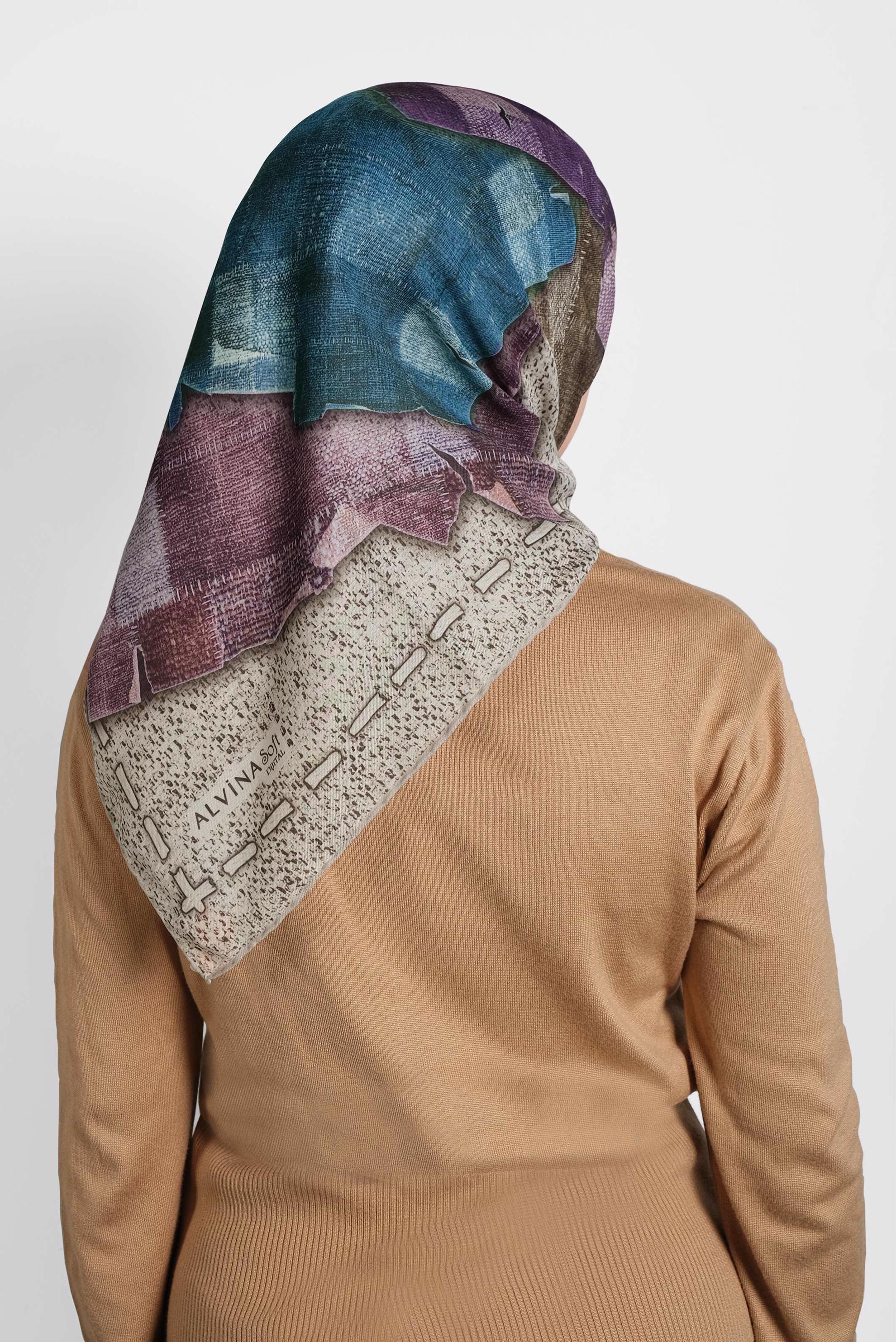 Tesettür giyim BEJ ALVİNA DİJİTAL EŞARP 8009 