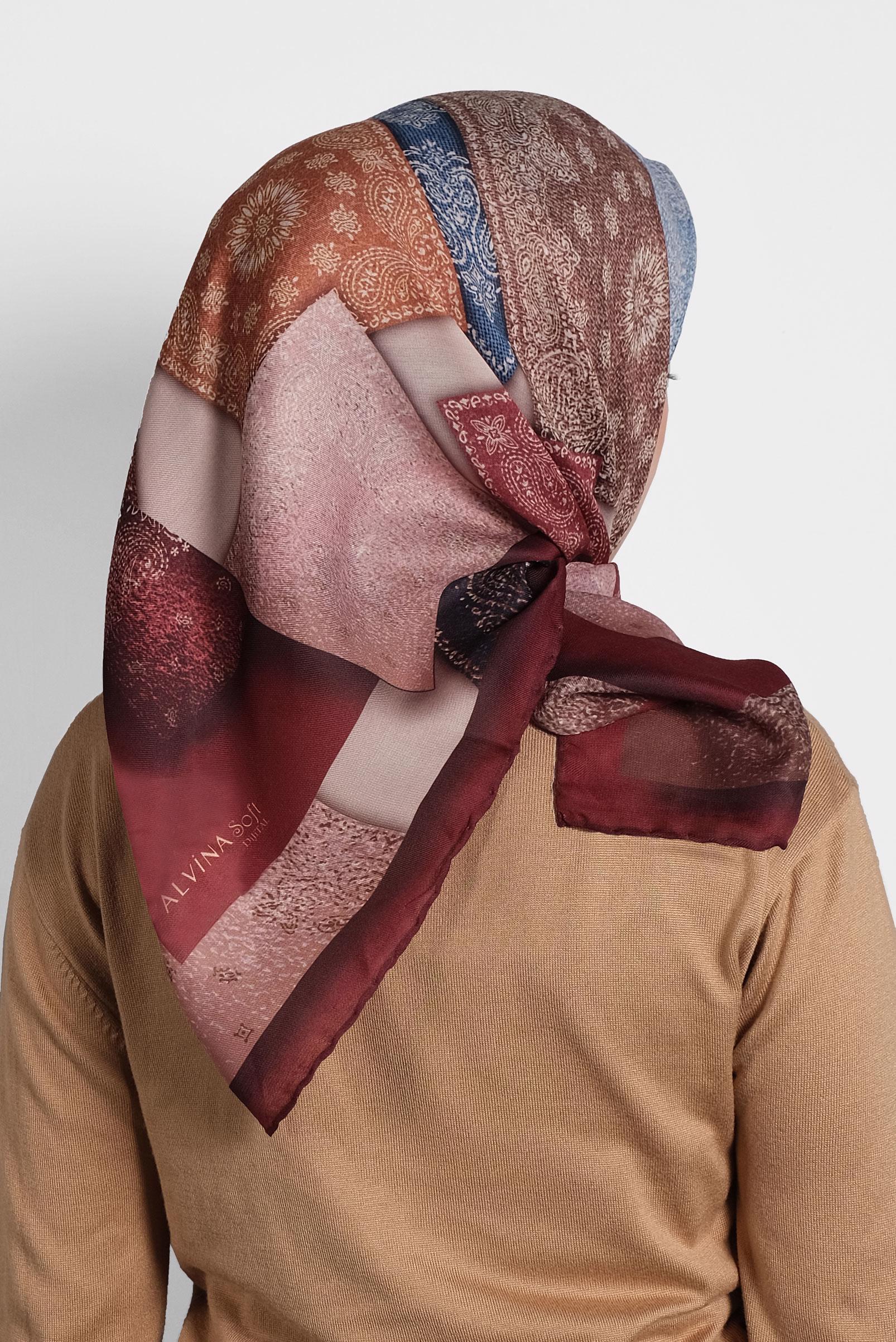 Tesettür giyim BORDO ALVİNA DİJİTAL EŞARP 8010 