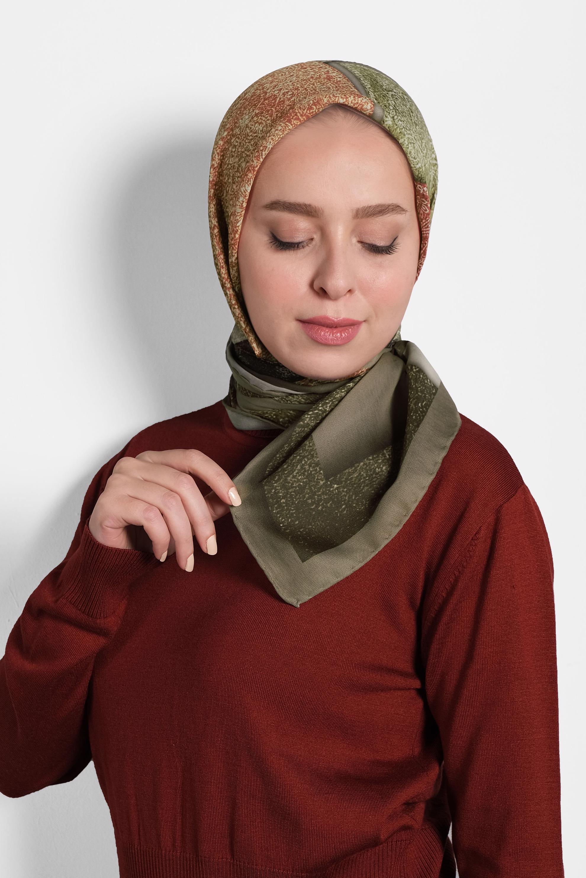 Hijab clothing KHAKI PATTERNED SCARF 8010 