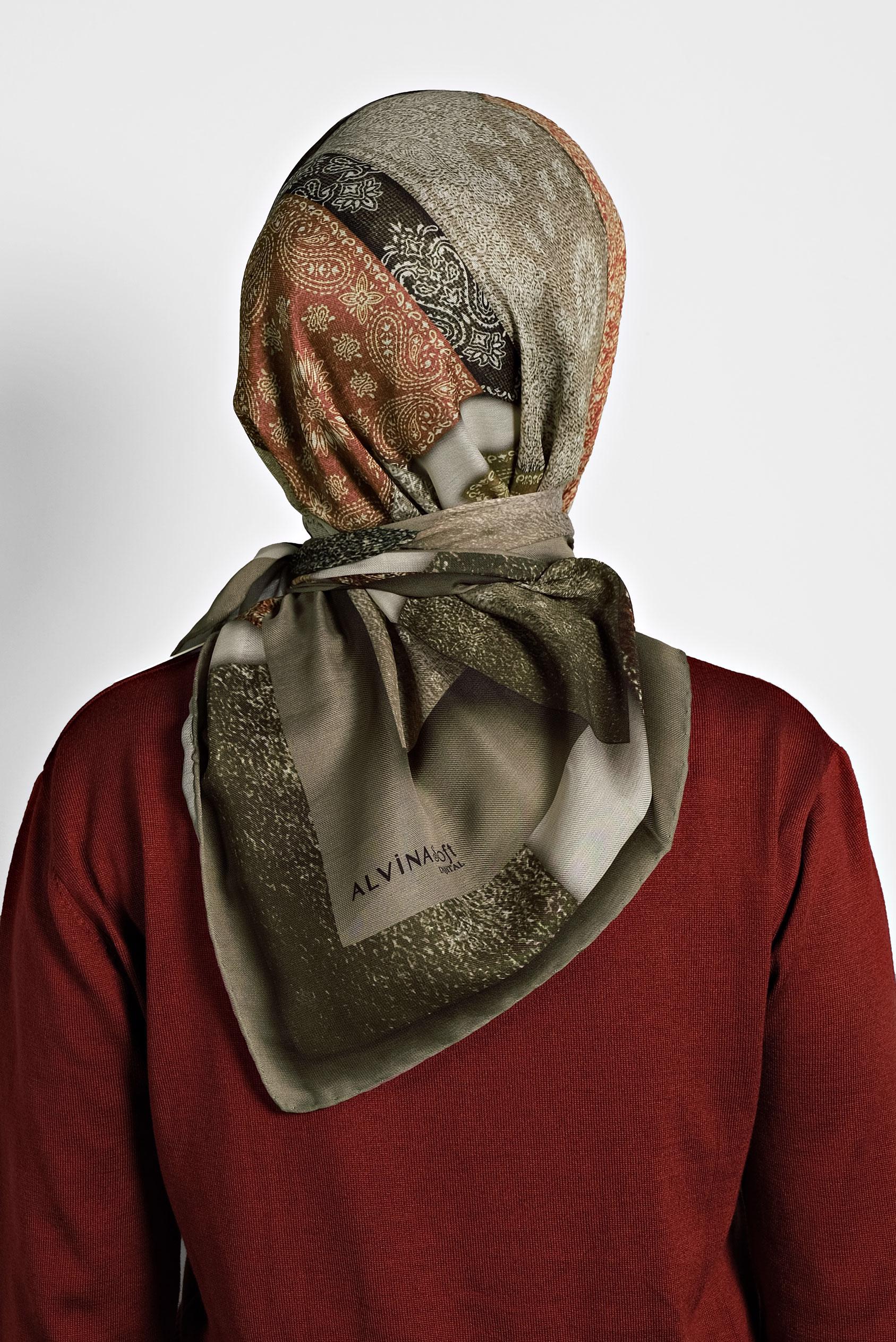 Hijab clothing KHAKI PATTERNED SCARF 8010 