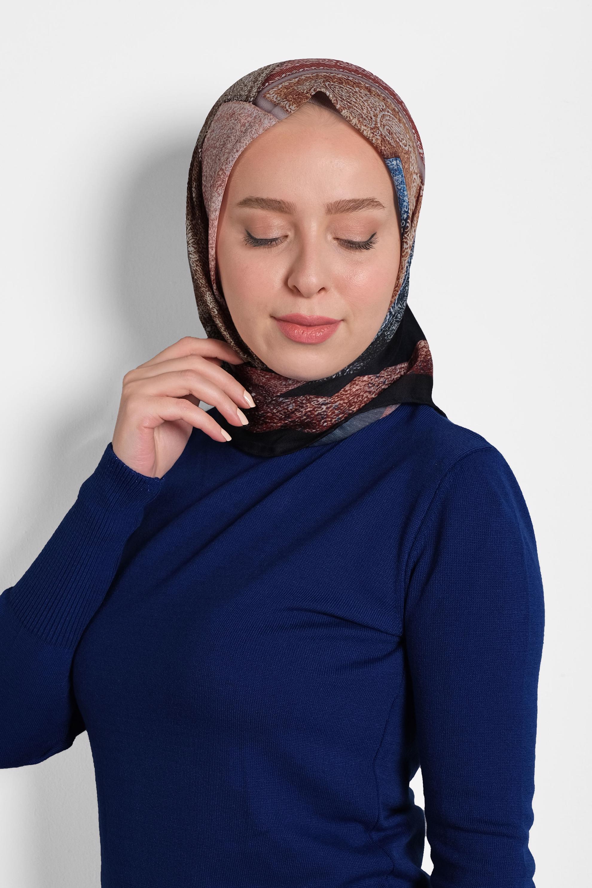Hijab clothing NAVY BLUE PATTERNED SCARF 8010 