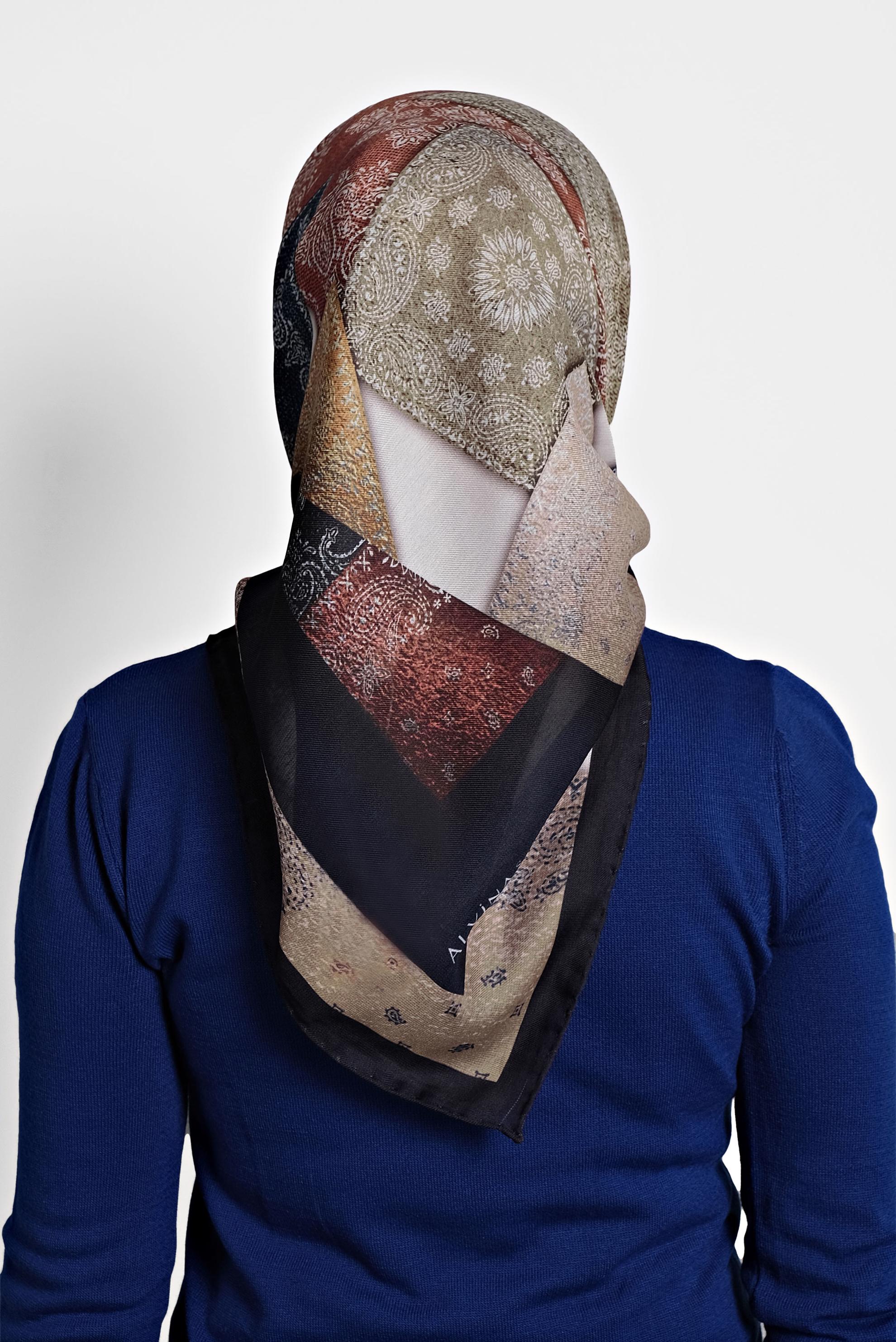 Hijab clothing NAVY BLUE PATTERNED SCARF 8010 