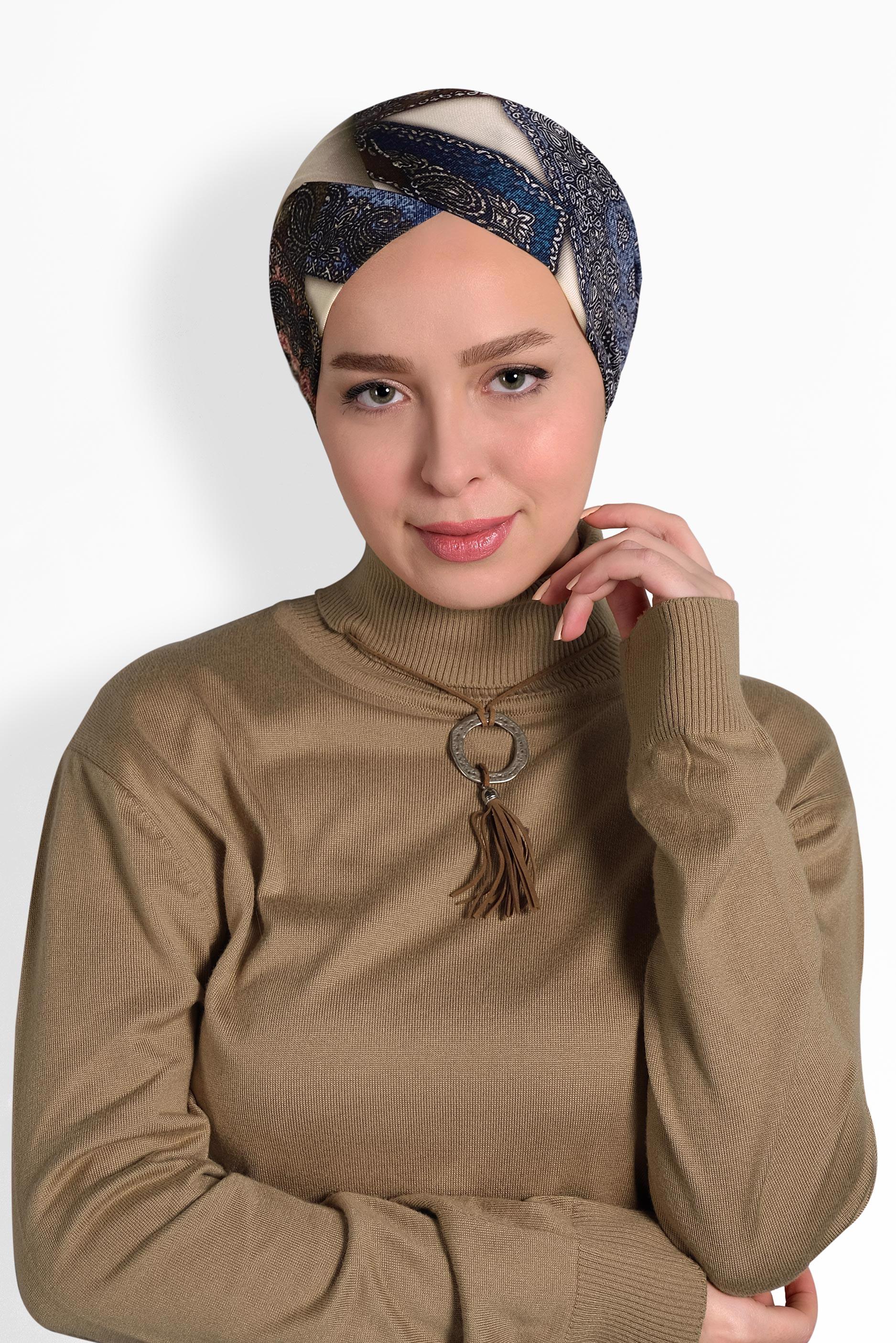Hijab clothing MINK PATTERNED SCARF 8010 