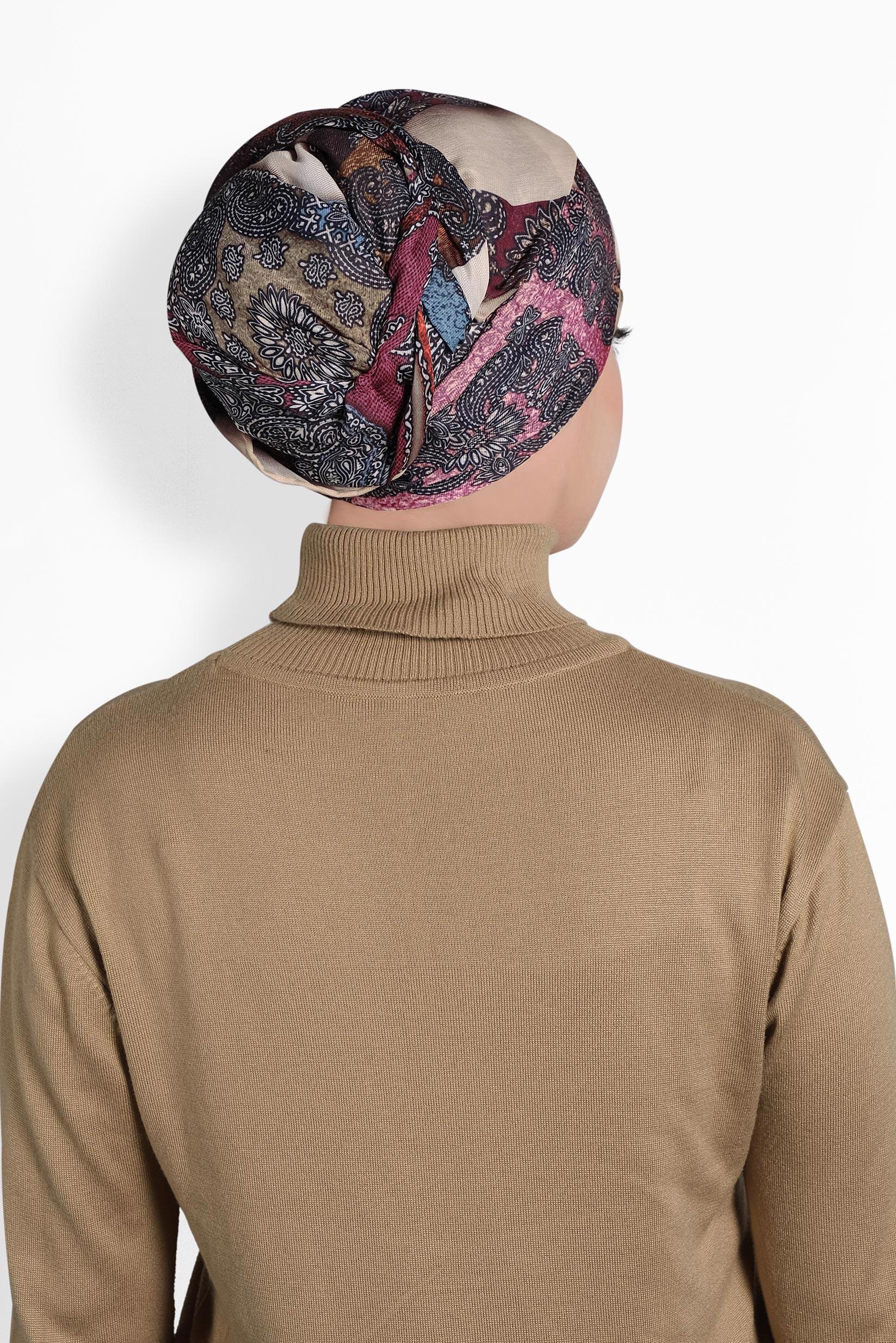 Hijab clothing MINK PATTERNED SCARF 8010 