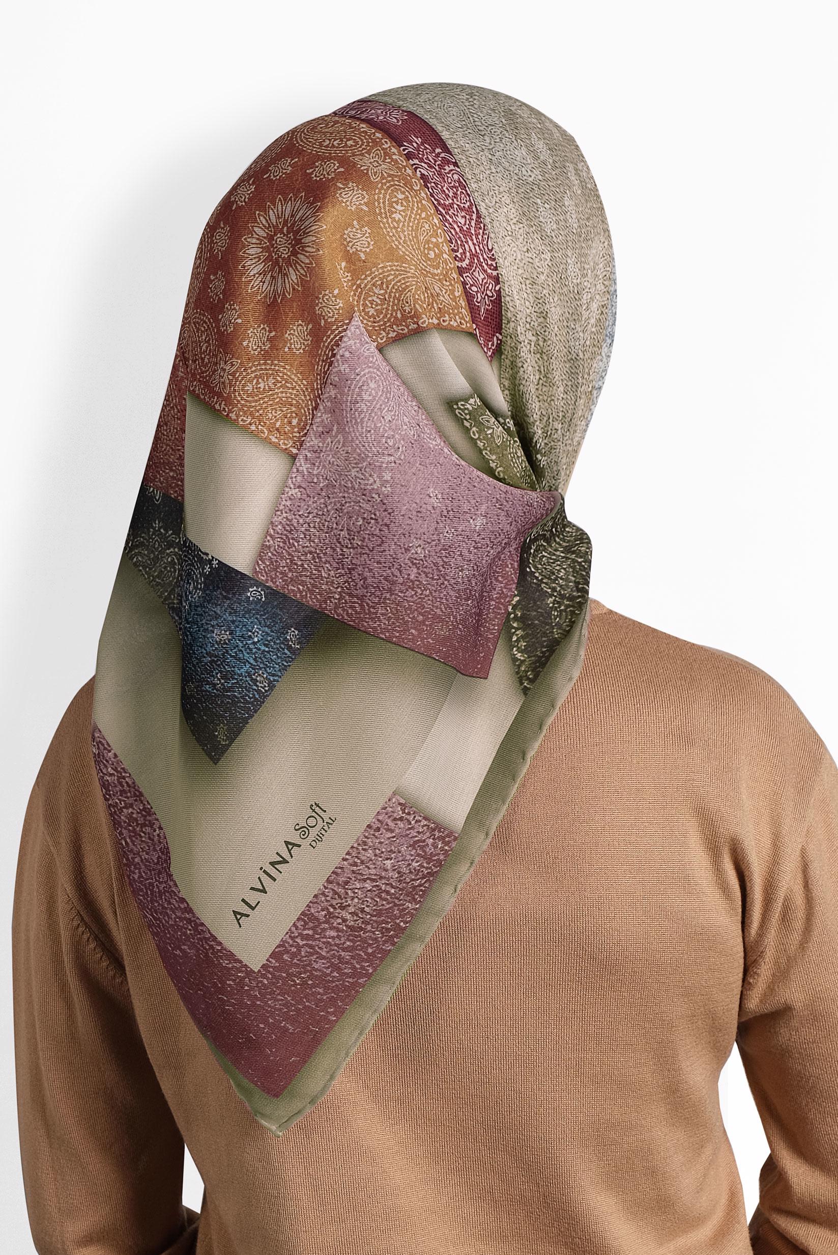 Hijab clothing BEIGE PATTERNED SCARF 8010 
