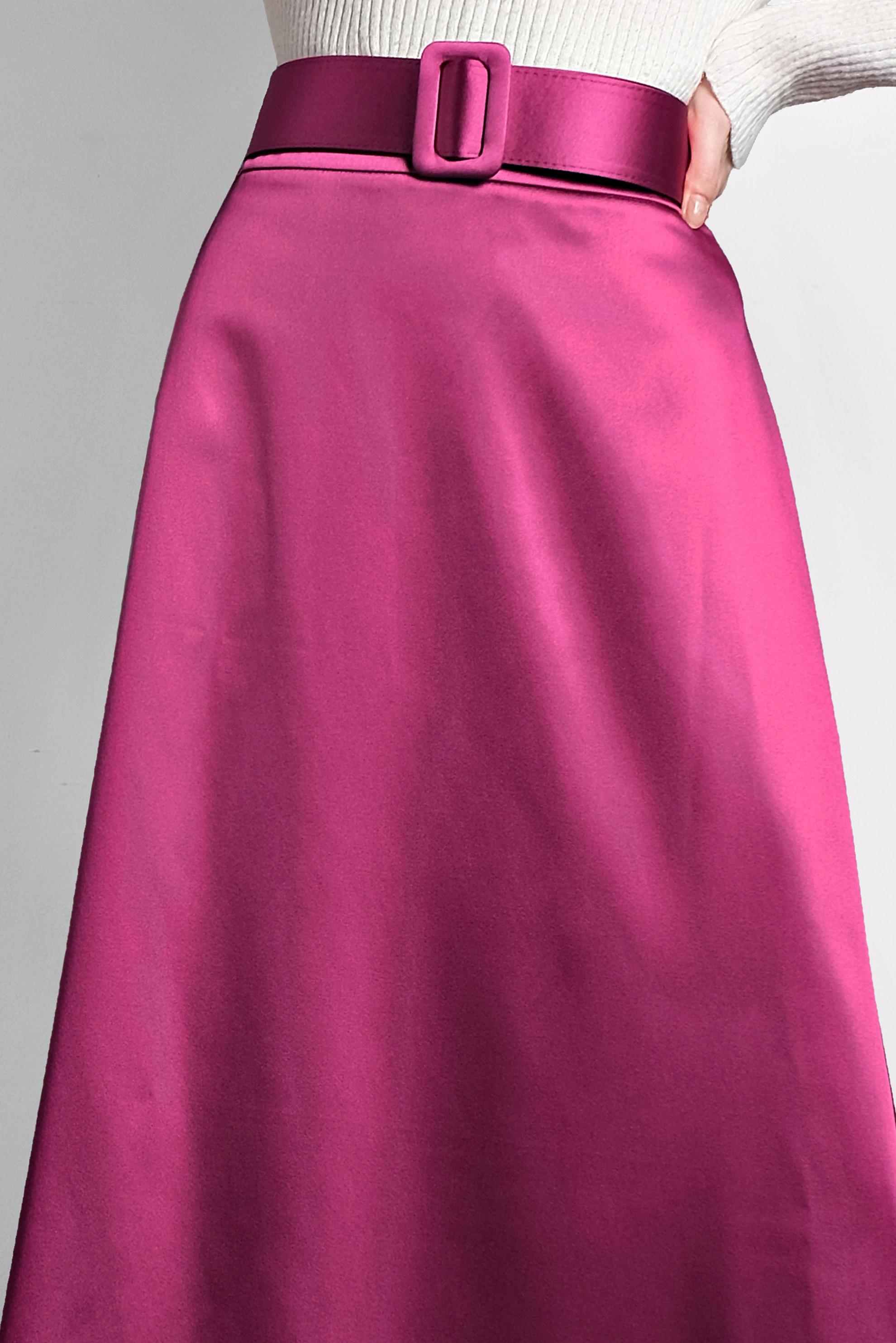 Tesettür giyim FUŞYA KEMERLİ SATEN ETEK 60040