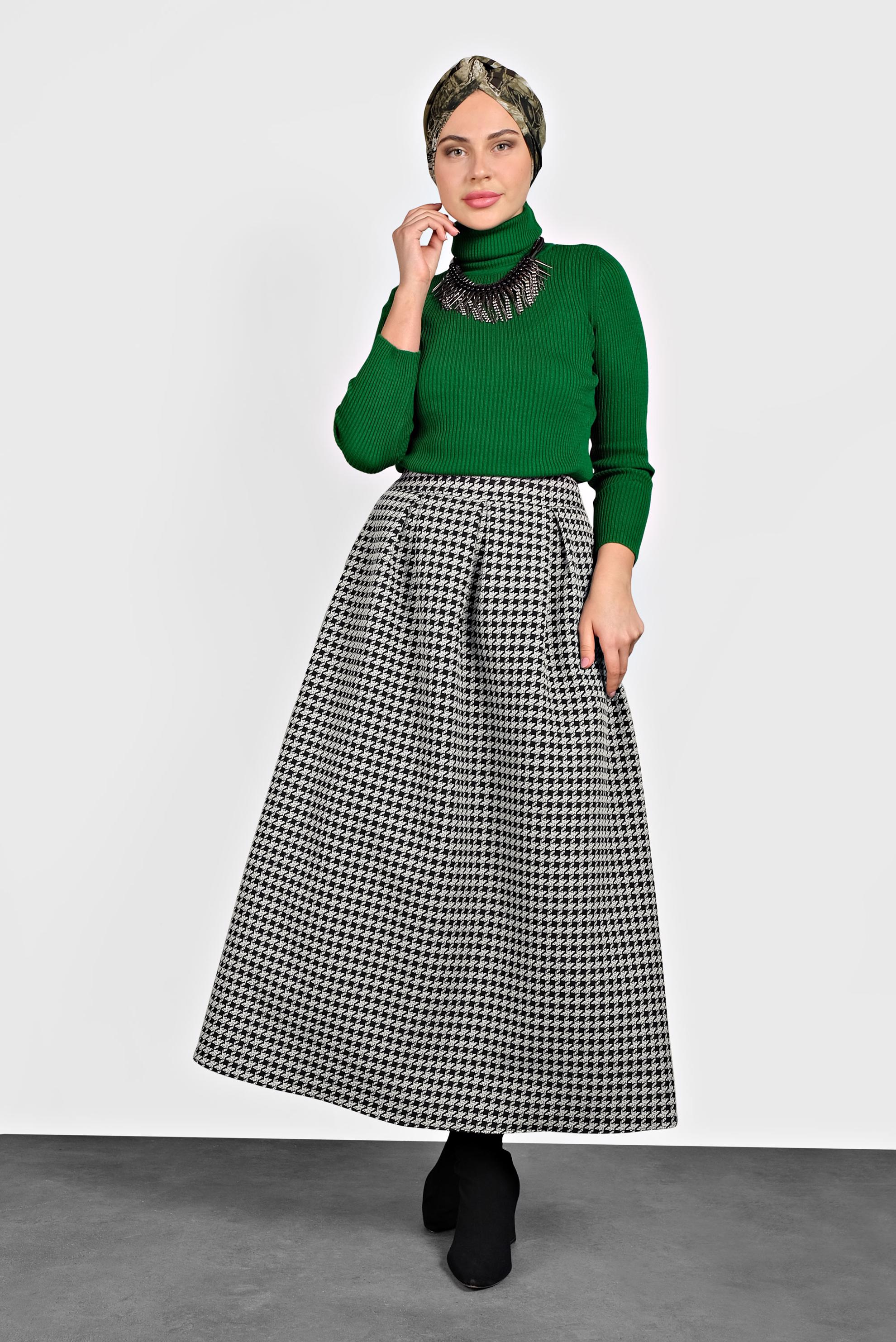 Hijab clothing BLACK HOUNDSTOOTH SKIRT 60044