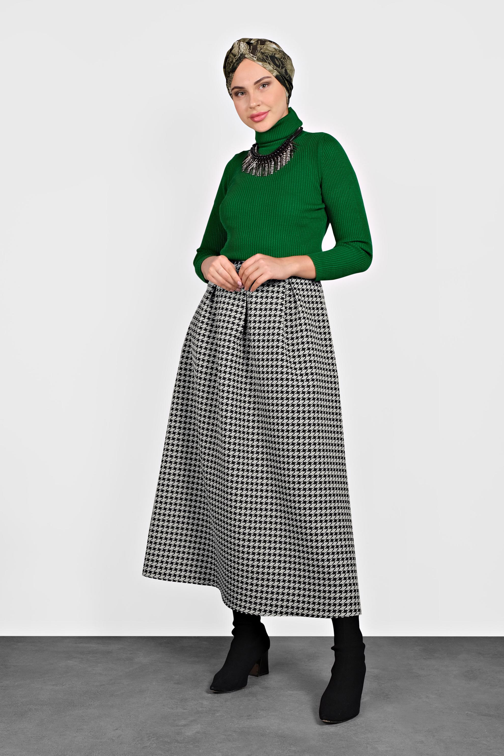 Hijab clothing BLACK HOUNDSTOOTH SKIRT 60044