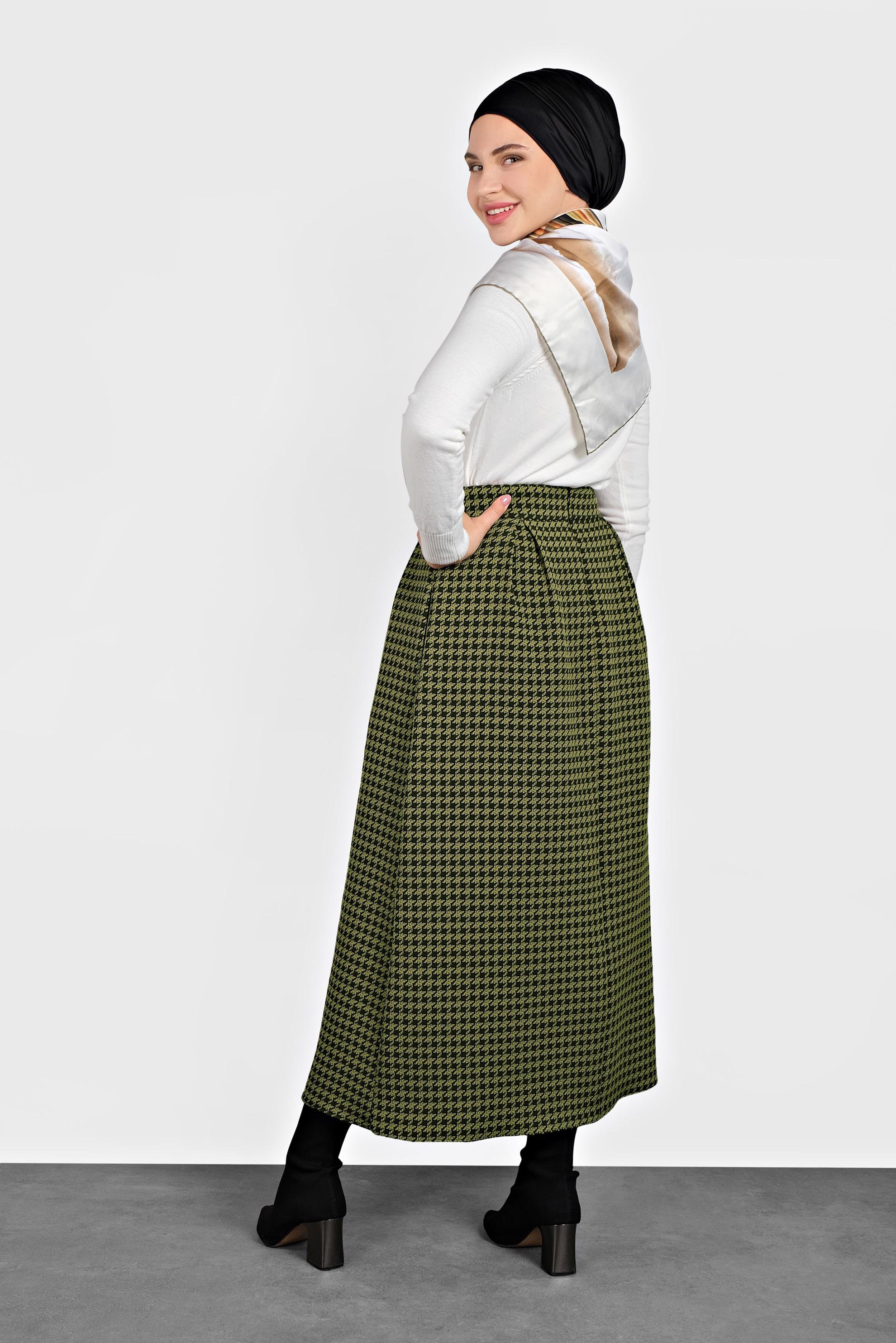 Hijab clothing GREEN HOUNDSTOOTH SKIRT 60044