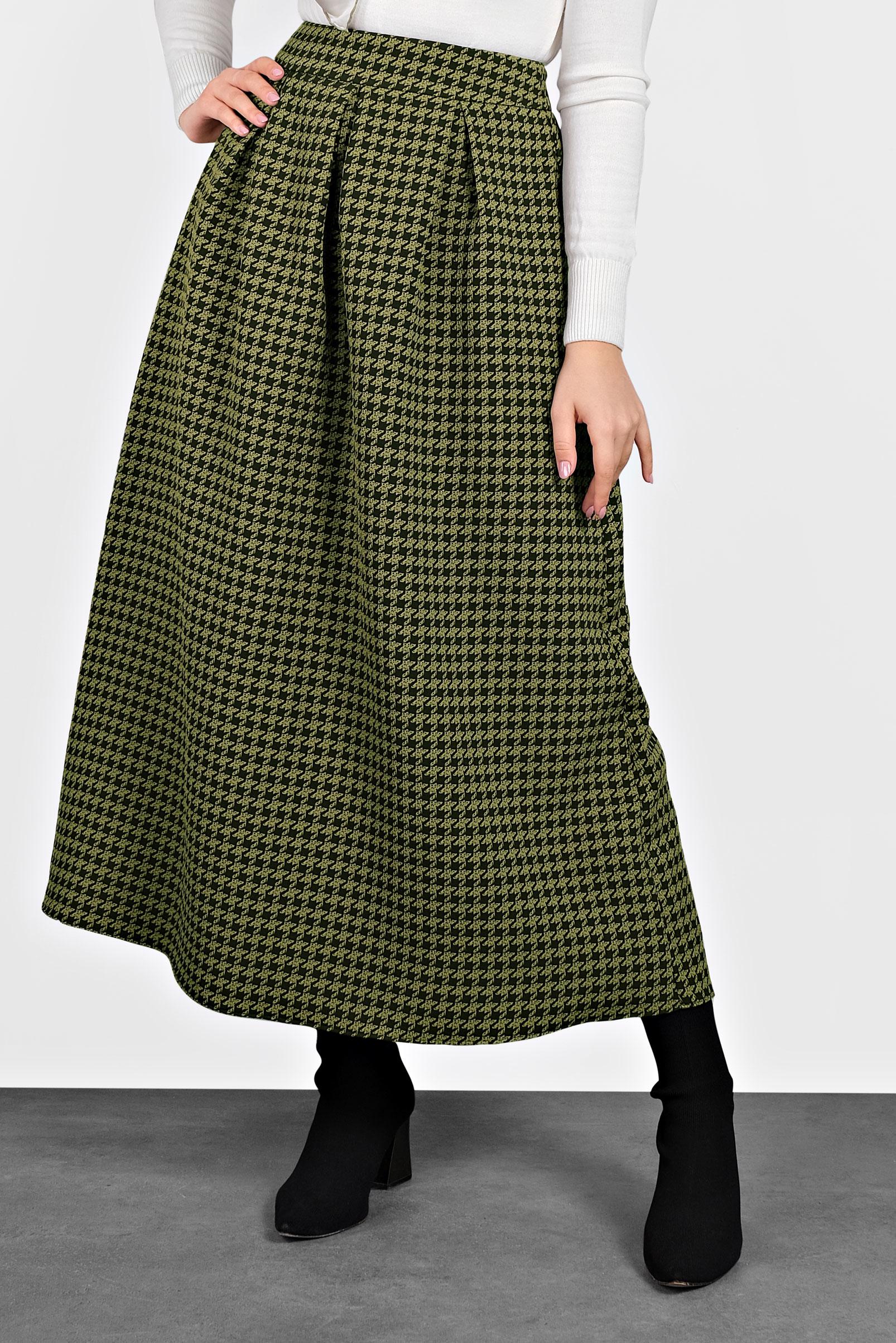 Hijab clothing GREEN HOUNDSTOOTH SKIRT 60044