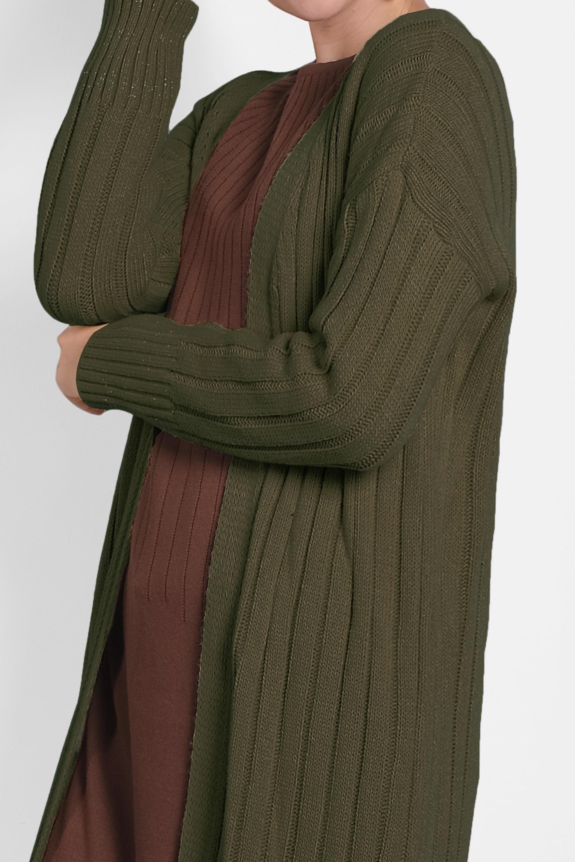 Hijab clothing KHAKI RIBBED KNIT CARDIGAN 40077