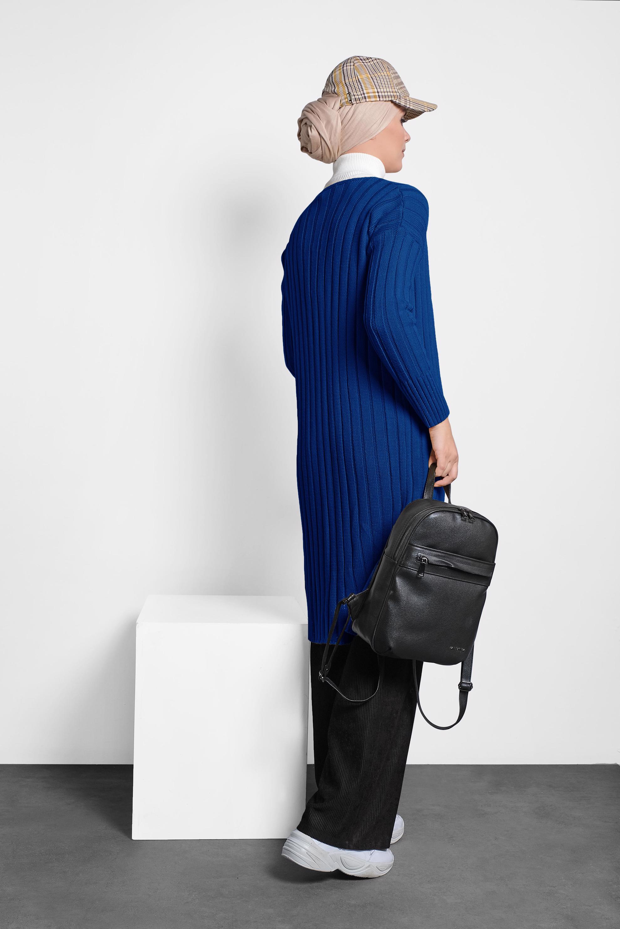 Hijab clothing NAVY BLUE RIBBED KNIT CARDIGAN 40077