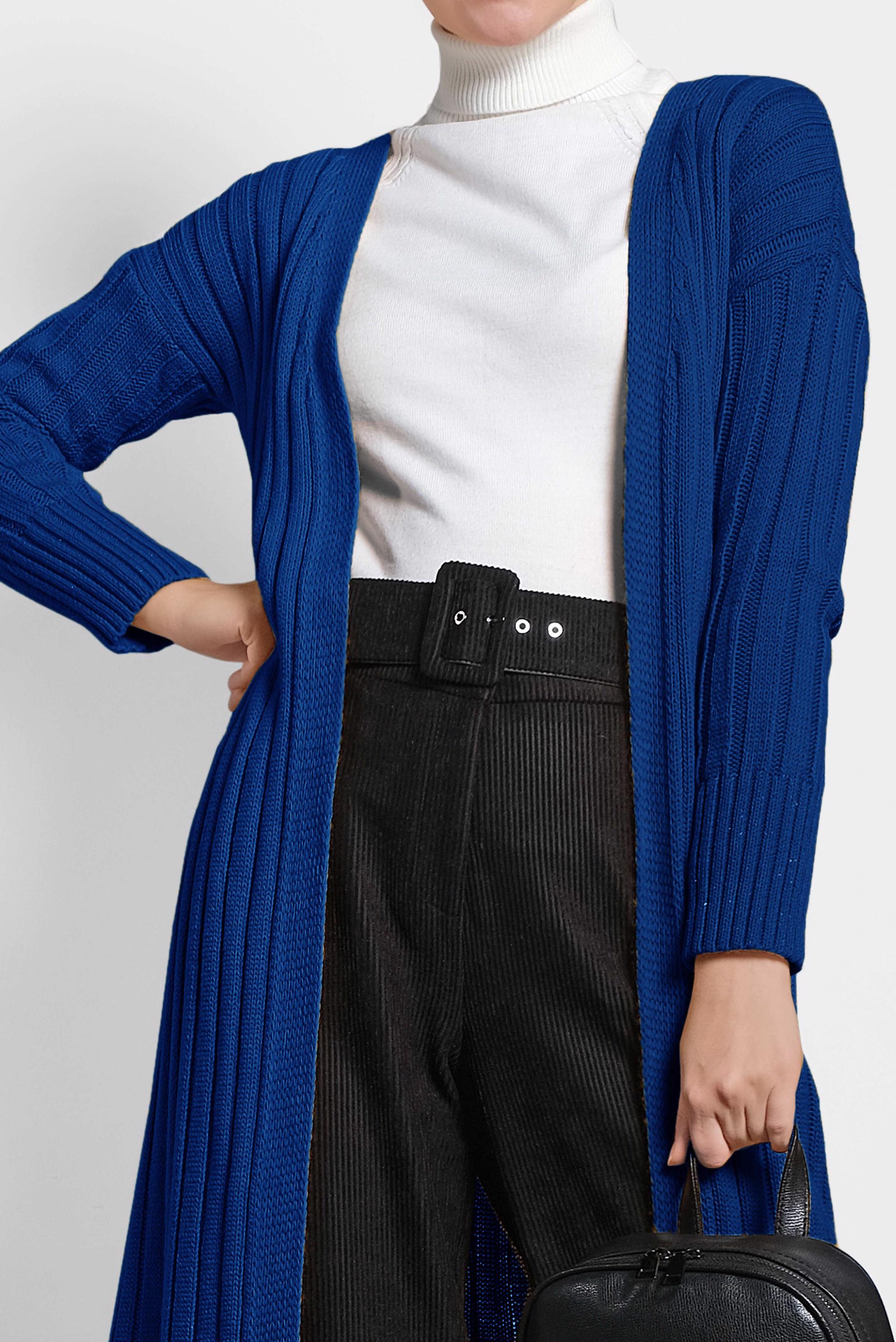 Hijab clothing NAVY BLUE RIBBED KNIT CARDIGAN 40077