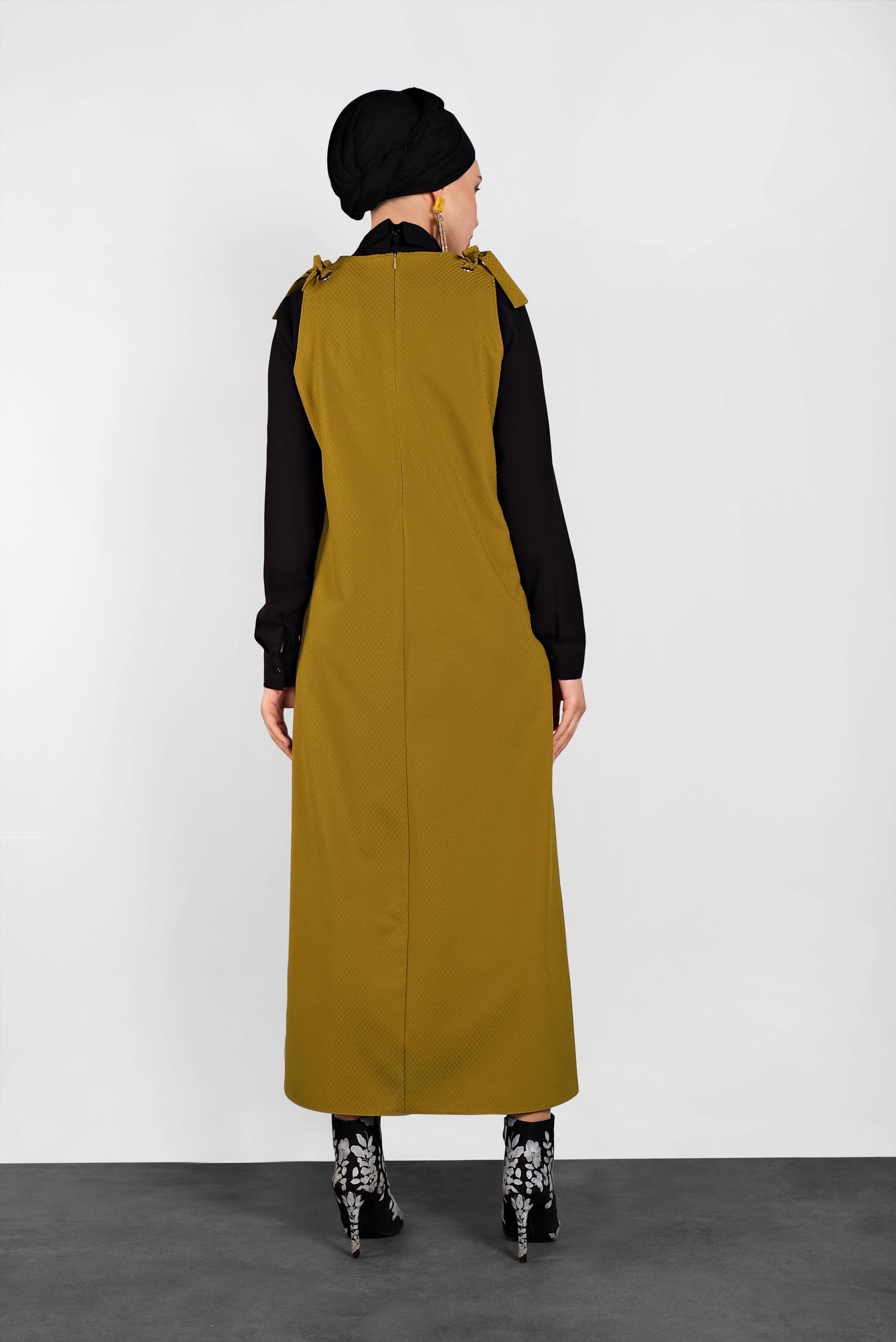 Tesettür giyim SARI OMUZLARI BAĞCIKLI JİLE 40414