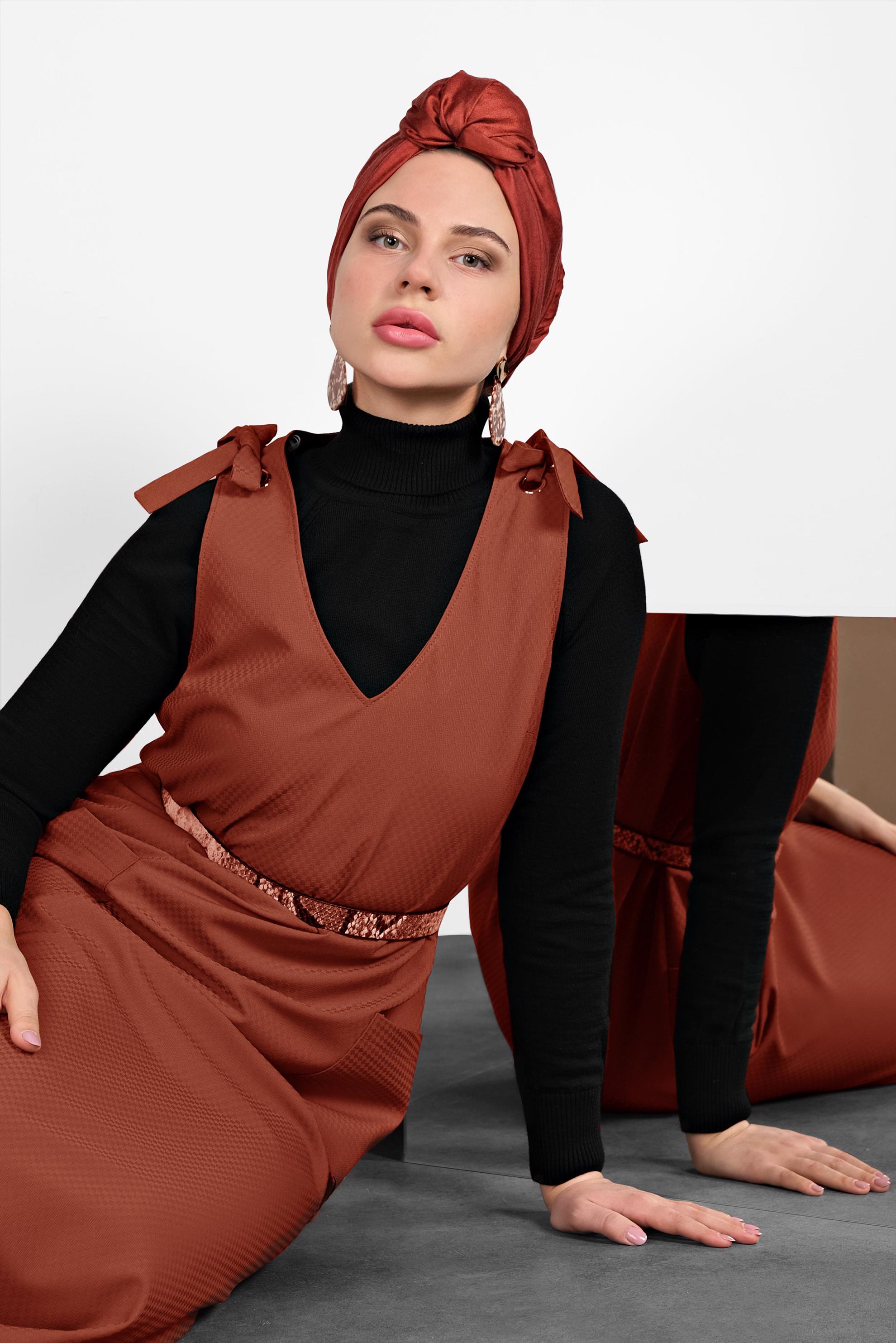 Tesettür giyim TABA OMUZLARI BAĞCIKLI JİLE 40414