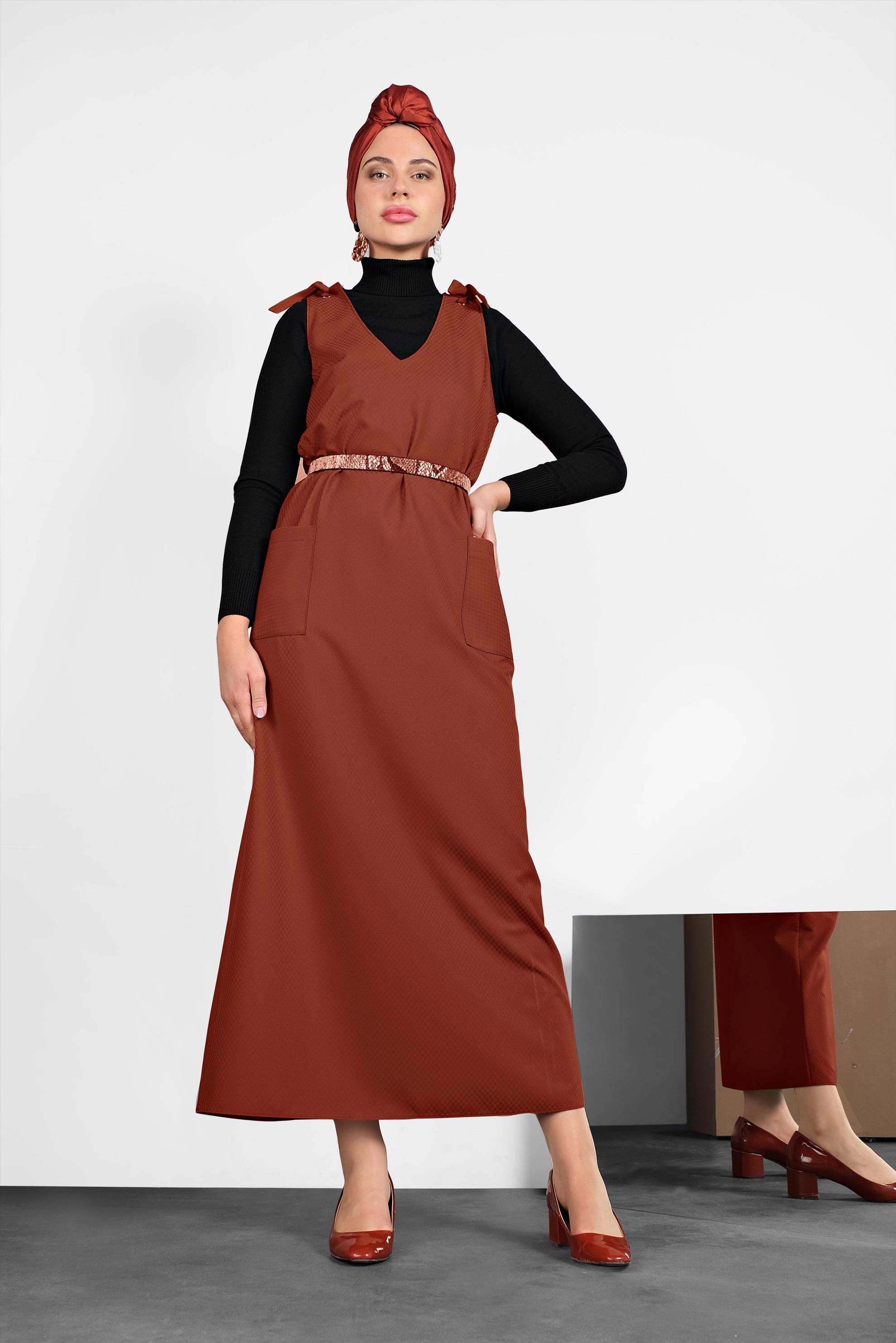 Tesettür giyim TABA OMUZLARI BAĞCIKLI JİLE 40414