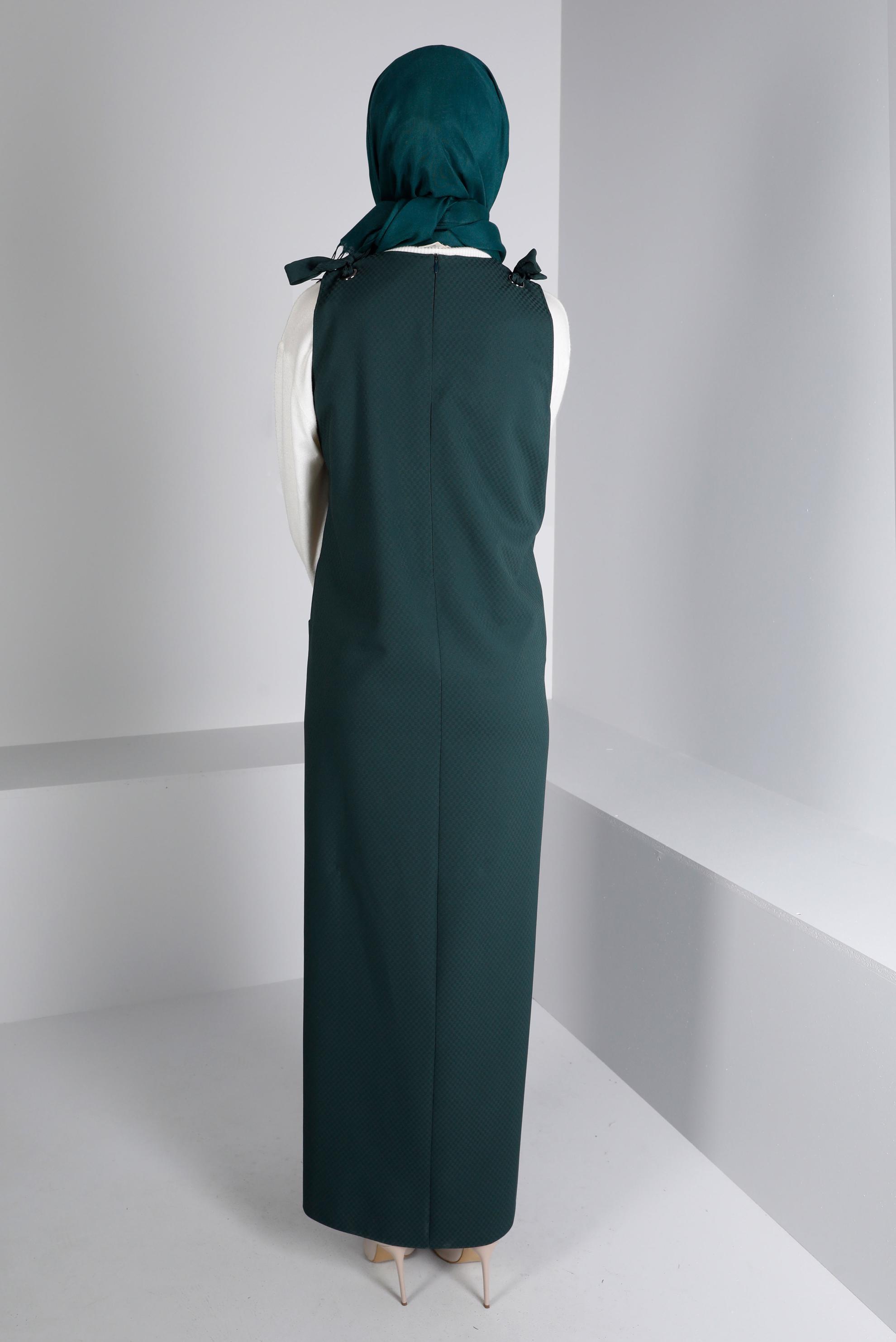 Tesettür giyim YEŞİL OMUZLARI BAĞCIKLI JİLE 40414