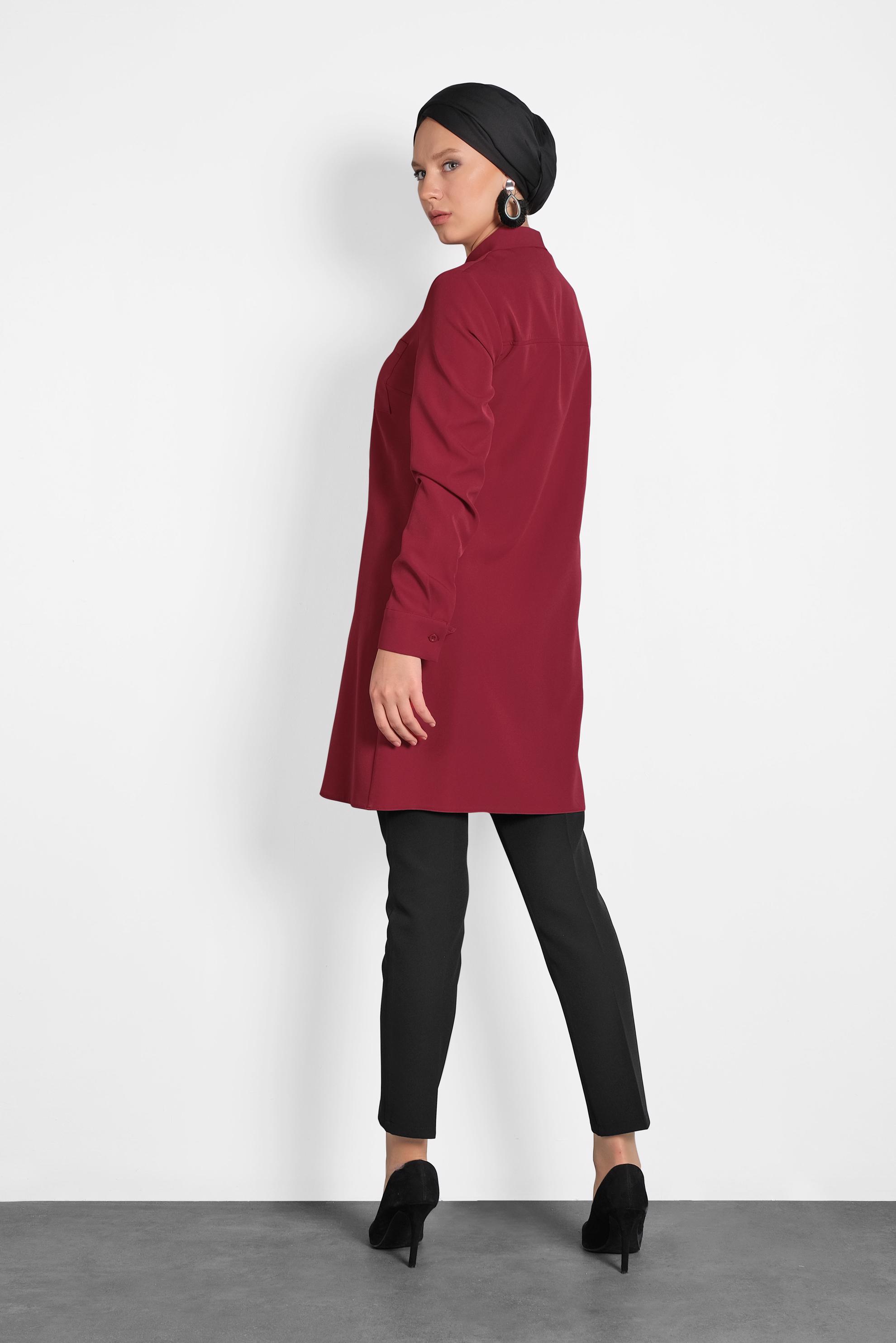 Tesettür giyim SİYAH DÜĞMELİ HAVUÇ PANTOLON 70009