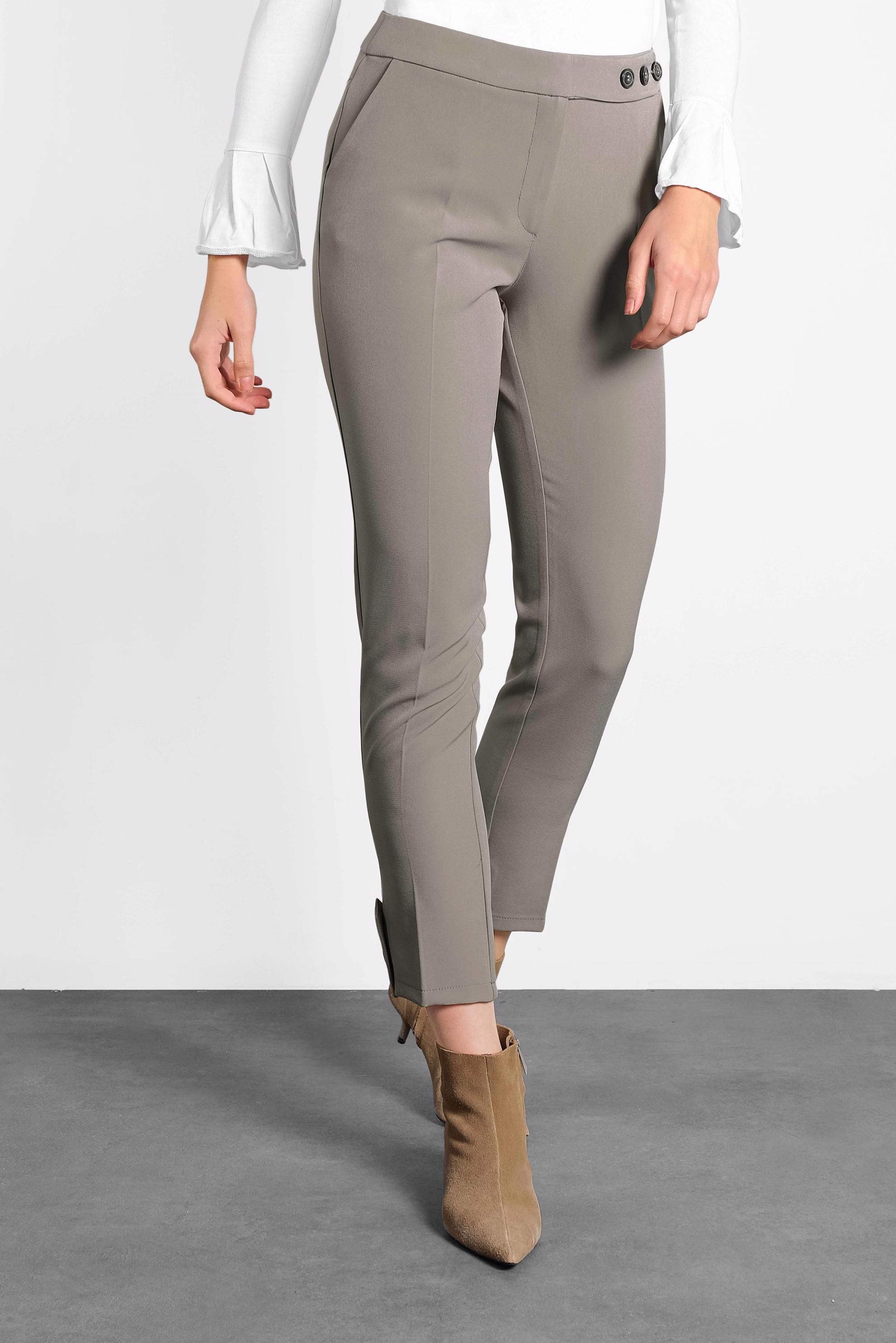 Tesettür giyim GRİ DÜĞMELİ ARA BEL PANTOLON 70013 