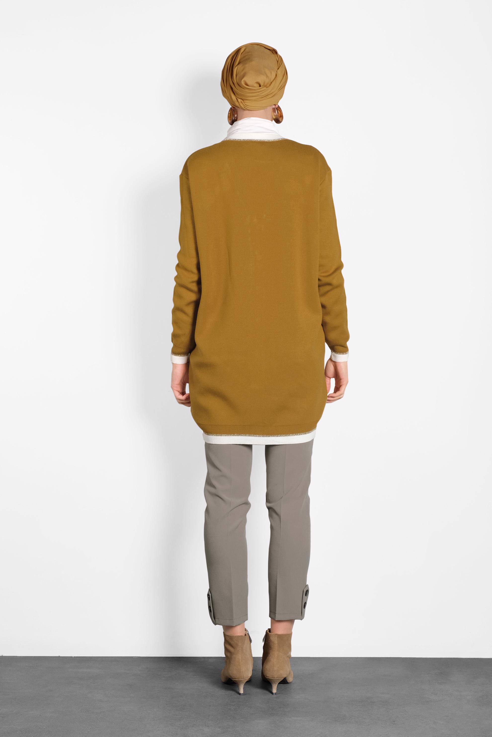 Tesettür giyim GRİ DÜĞMELİ ARA BEL PANTOLON 70013 