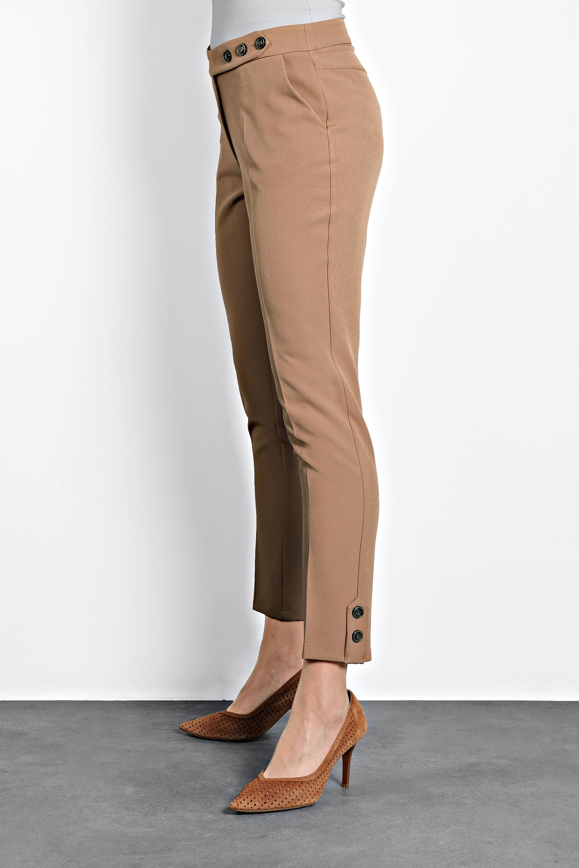 Tesettür giyim BEJ DÜĞMELİ ARA BEL PANTOLON 70013 