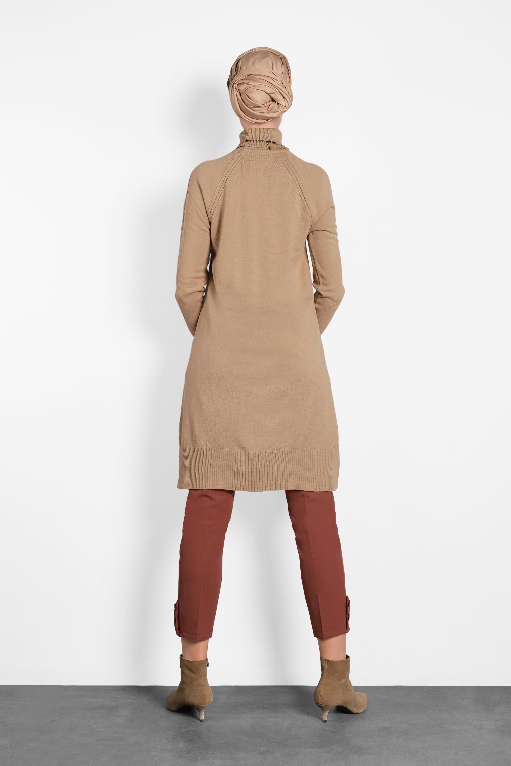 Tesettür giyim TURUNCU DÜĞMELİ ARA BEL PANTOLON 70013 