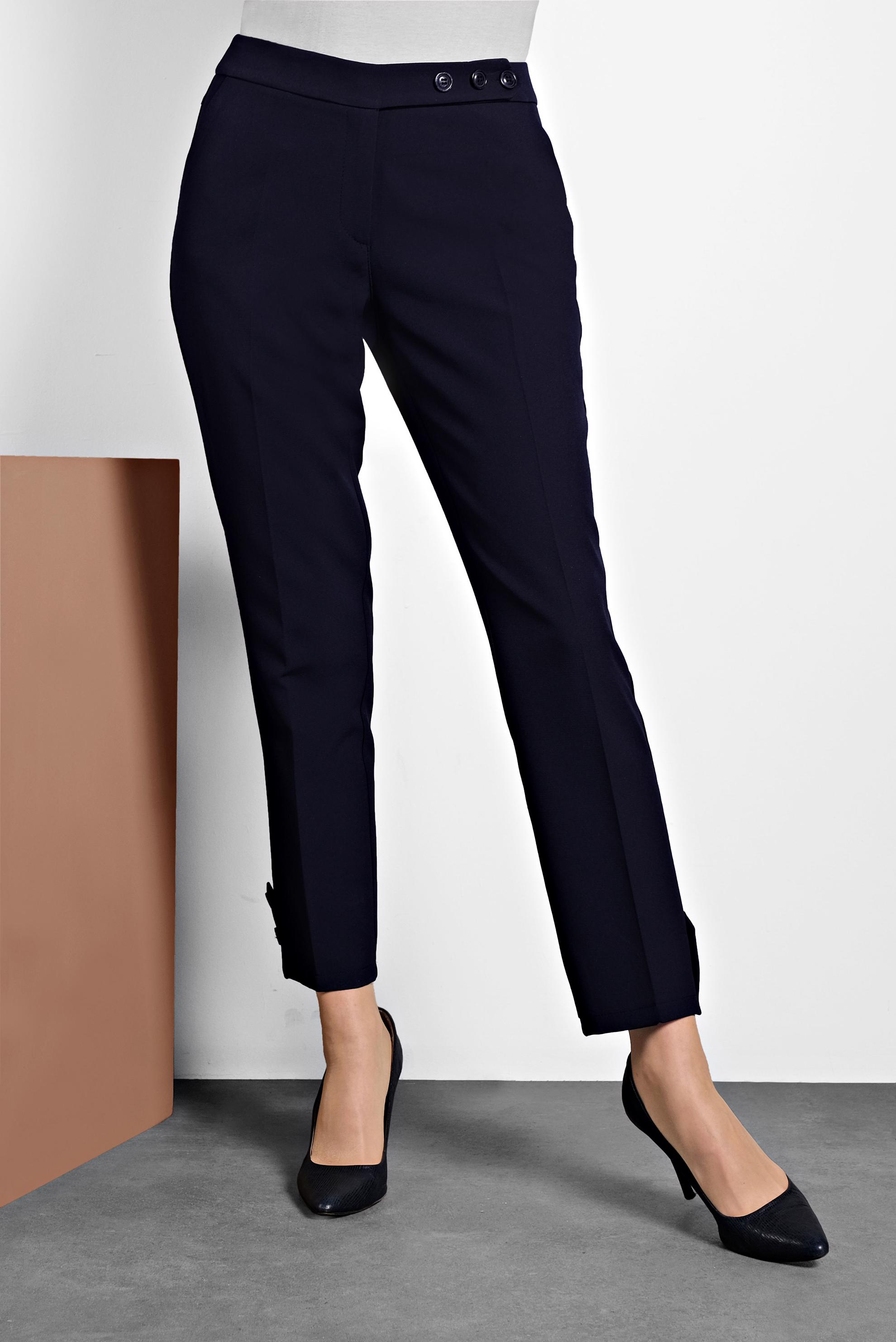 Hijab clothing NAVY BLUE BUTTONED MID-RISE PANTS 70013 