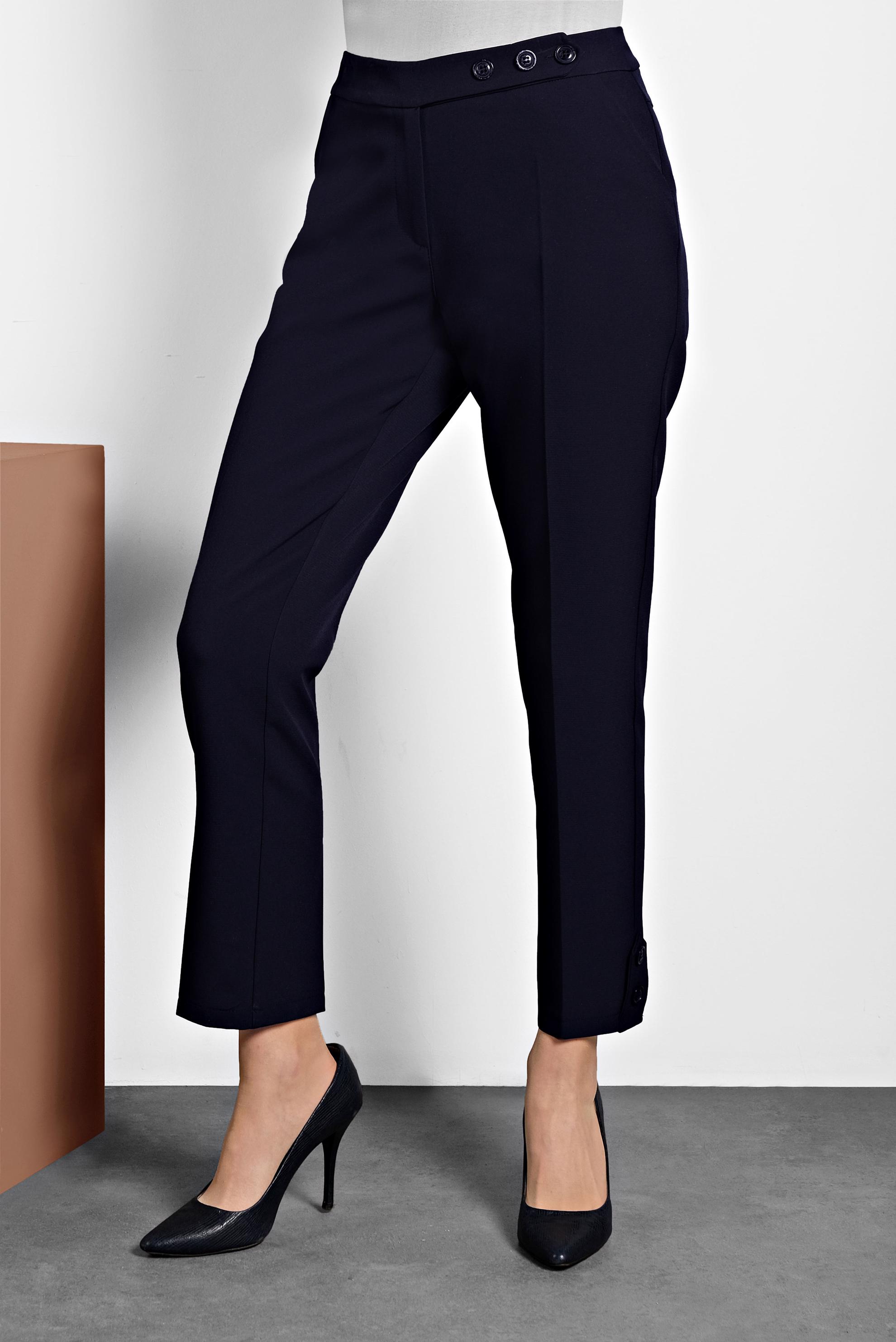 Hijab clothing NAVY BLUE BUTTONED MID-RISE PANTS 70013 