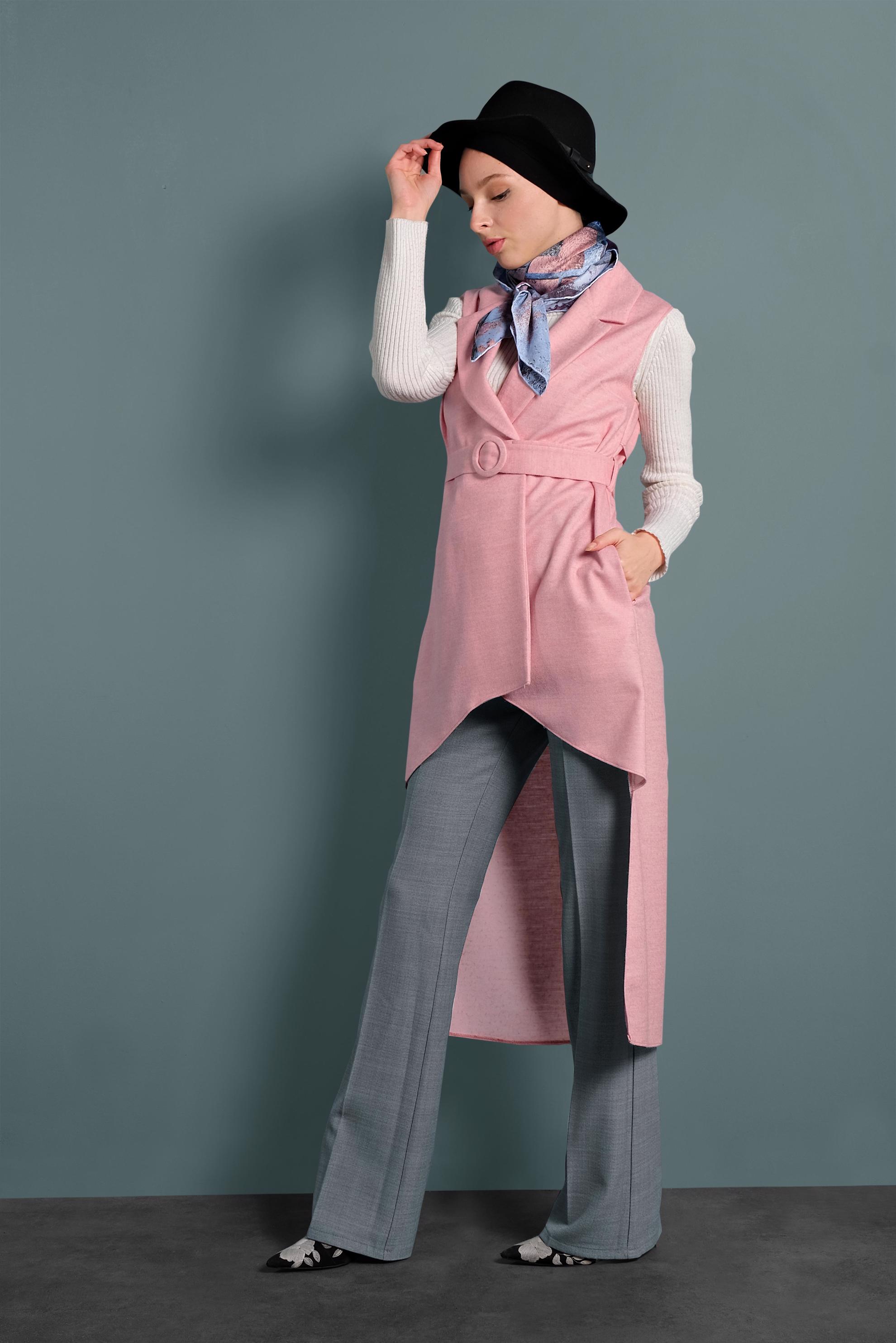 Tesettür giyim GRİ BOL PAÇA DÜĞMELİ PANTOLON 70017