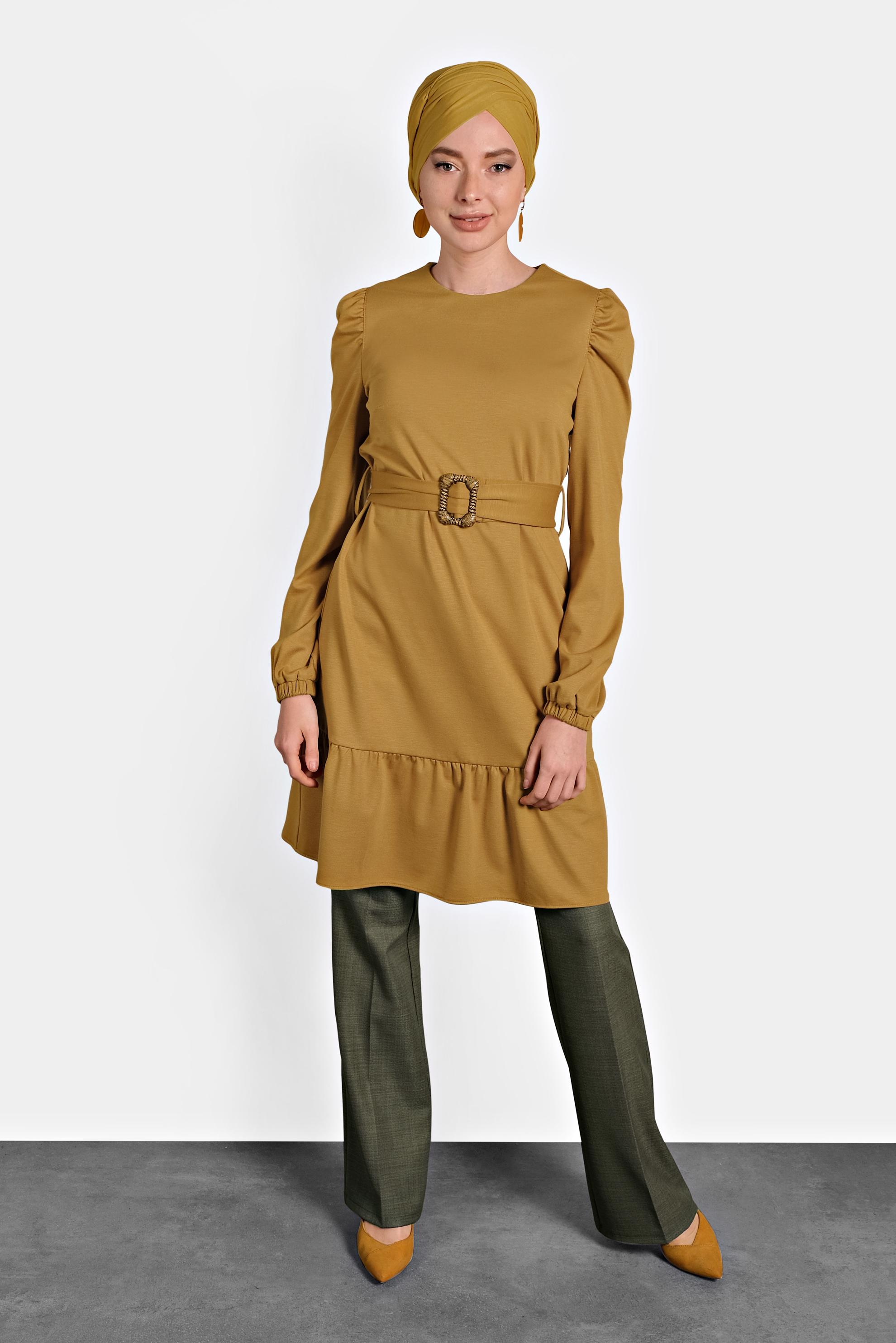 Tesettür giyim HAKİ BOL PAÇA DÜĞMELİ PANTOLON 70017