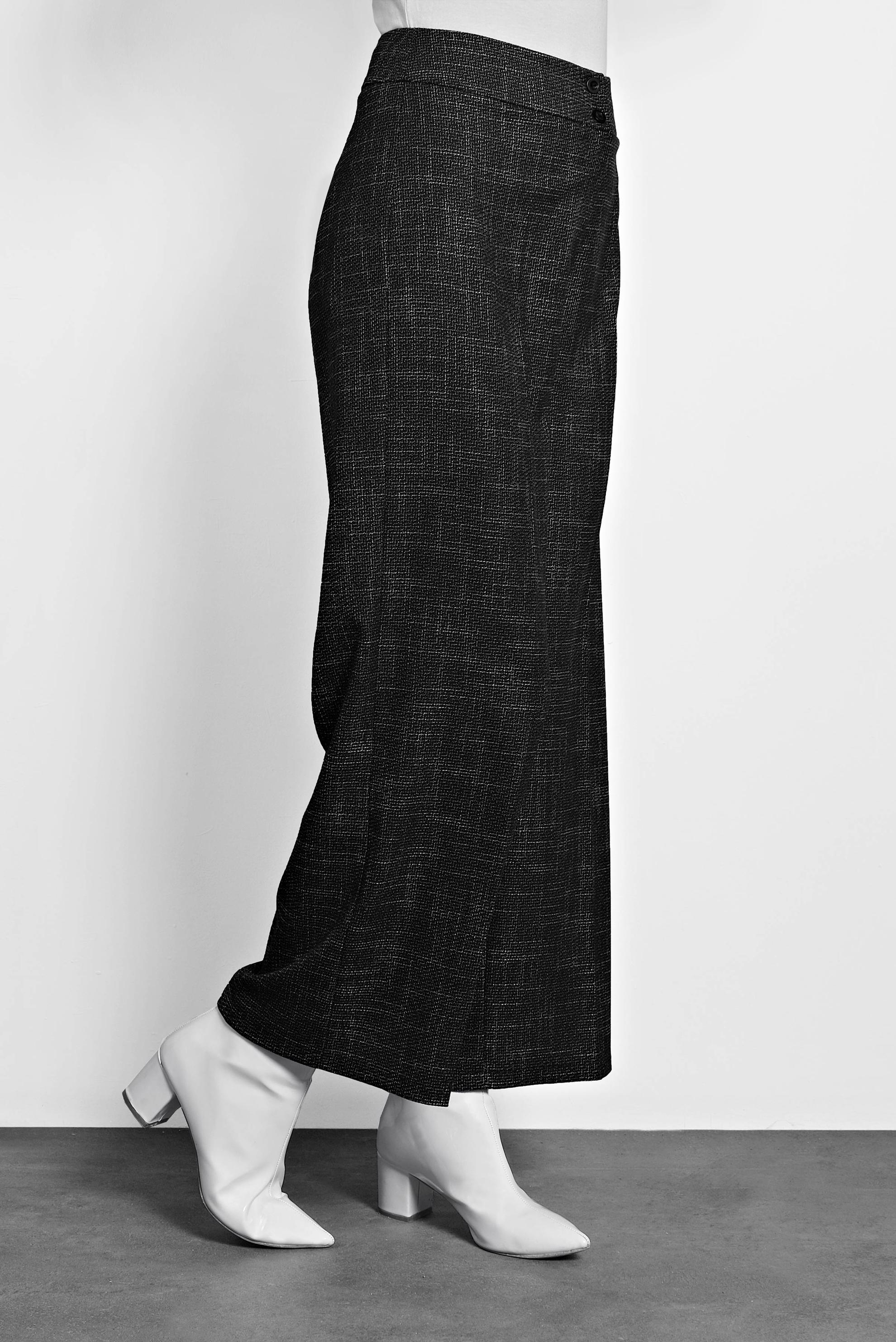 Tesettür giyim SİYAH DÜĞMELİ BOL PAÇA PANTOLON 70018