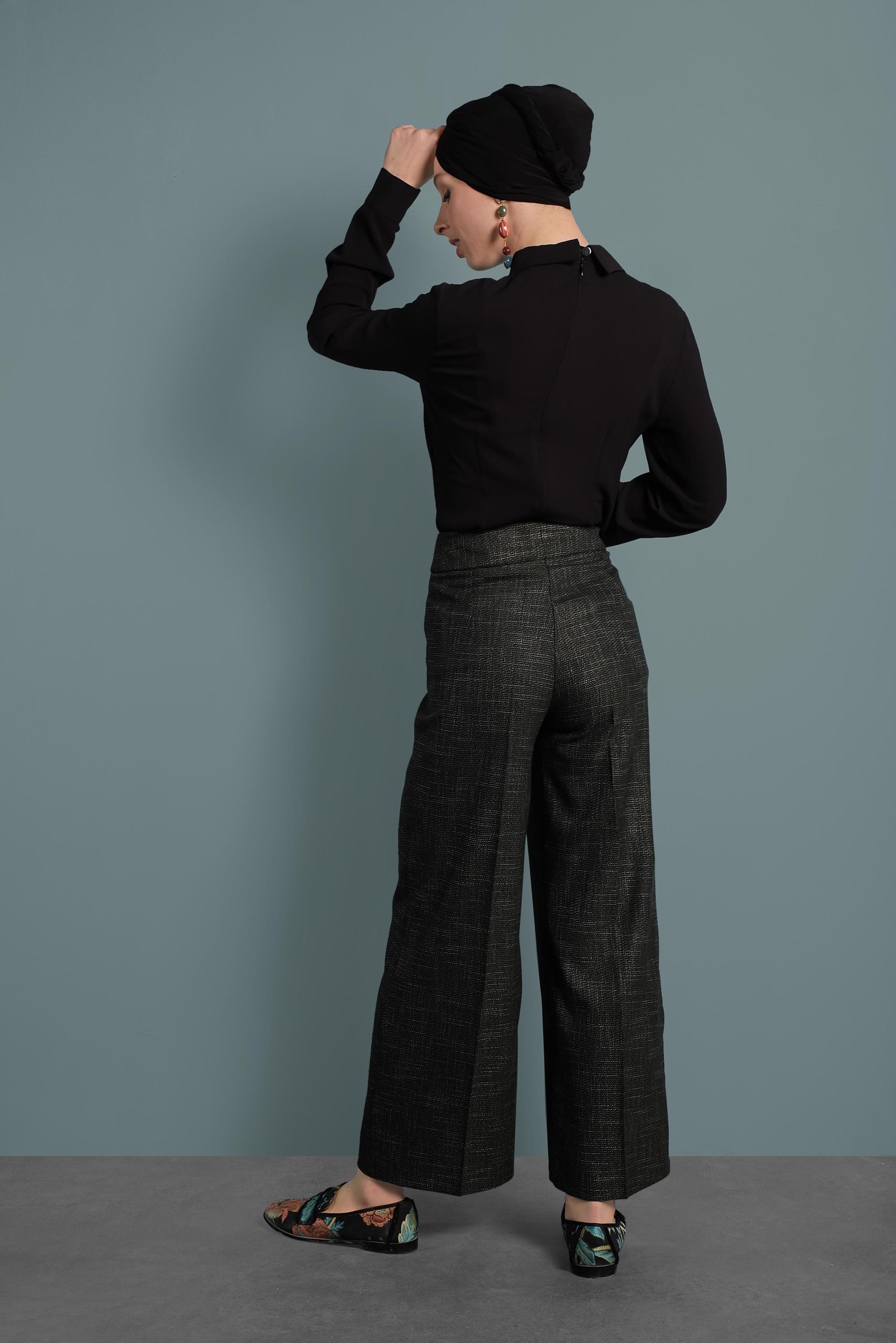 Tesettür giyim HAKİ DÜĞMELİ BOL PAÇA PANTOLON 70018