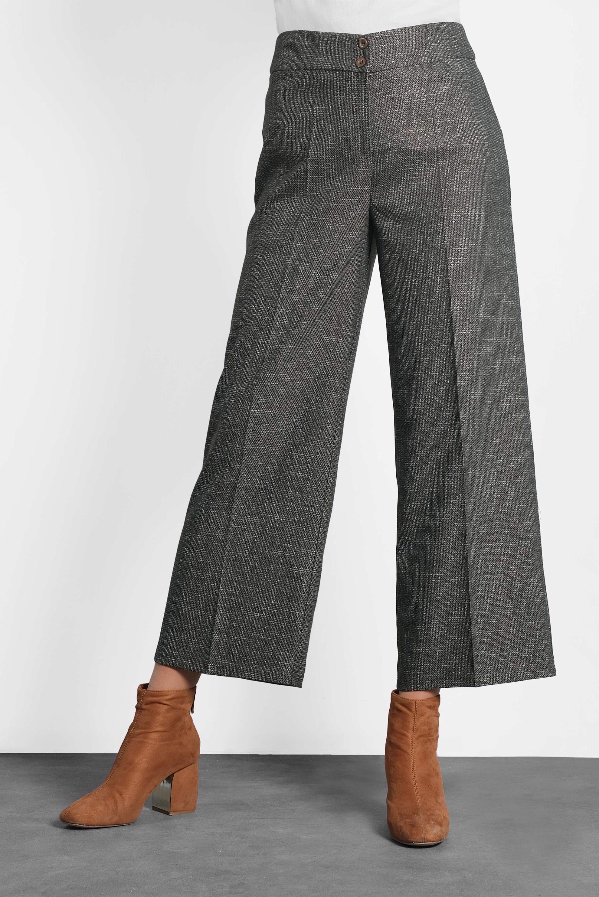 Tesettür giyim VİZON DÜĞMELİ BOL PAÇA PANTOLON 70018