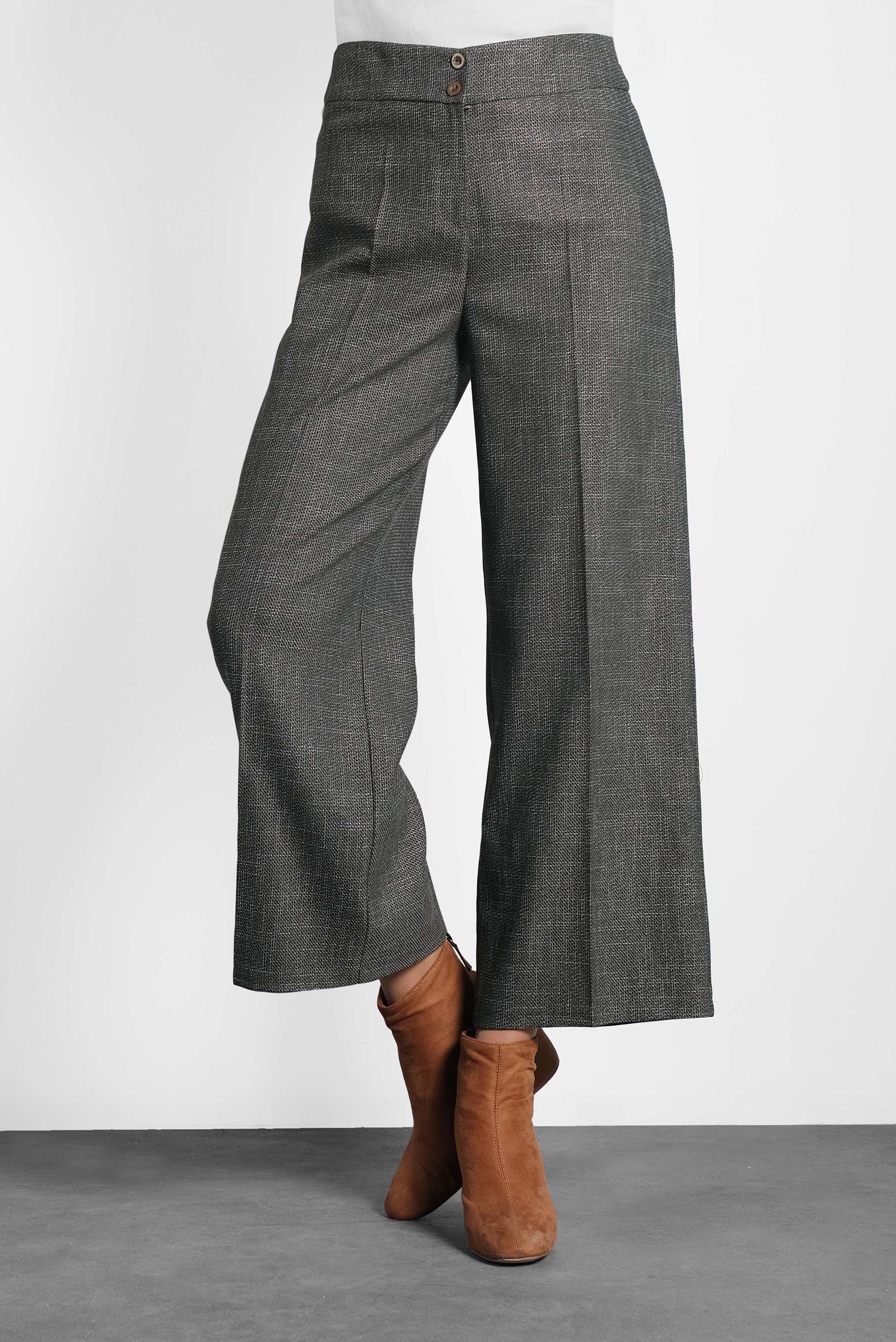 Tesettür giyim VİZON DÜĞMELİ BOL PAÇA PANTOLON 70018