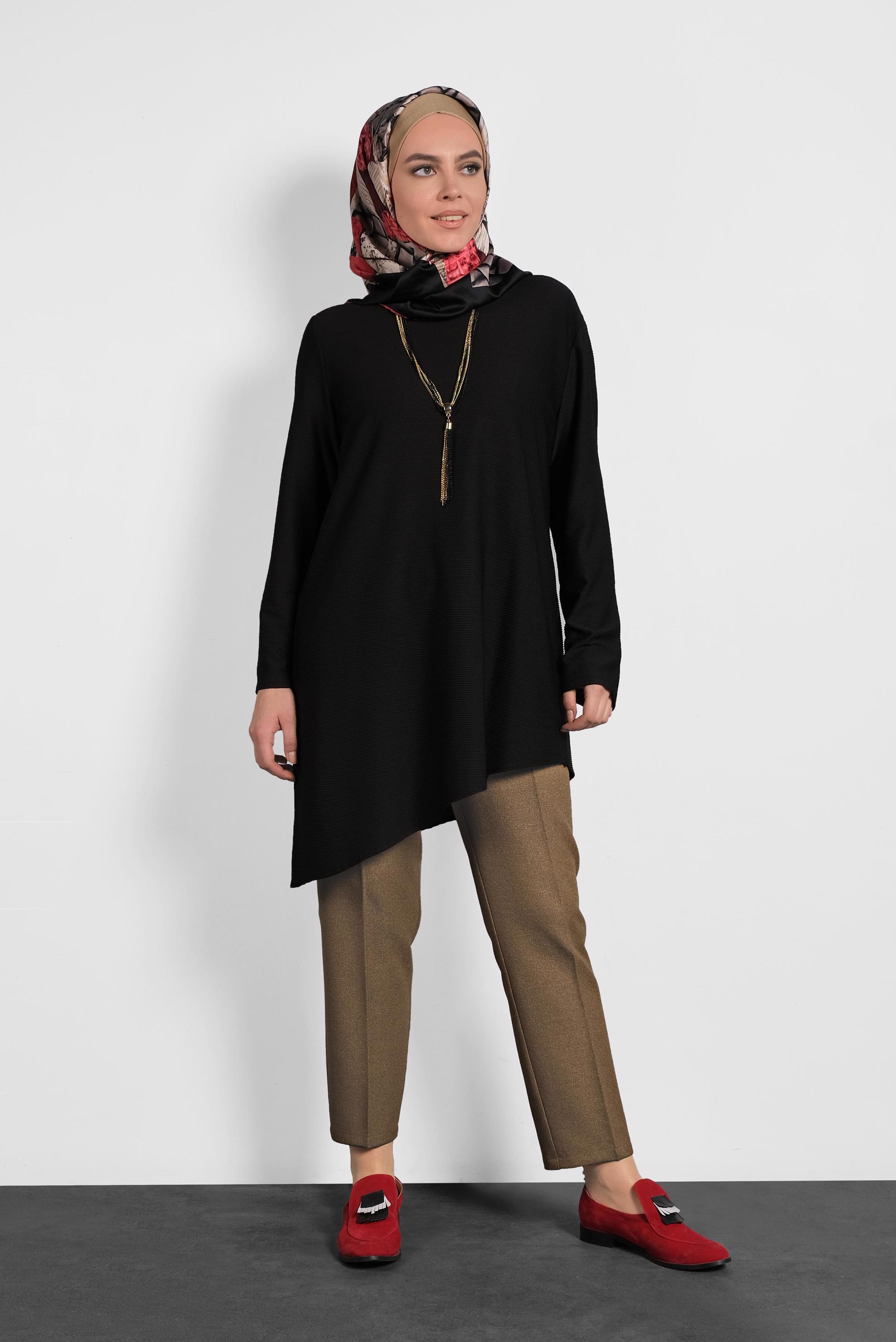 Vêtements hijab BRUN PANTALON À COUPE CARROTTE 70019 