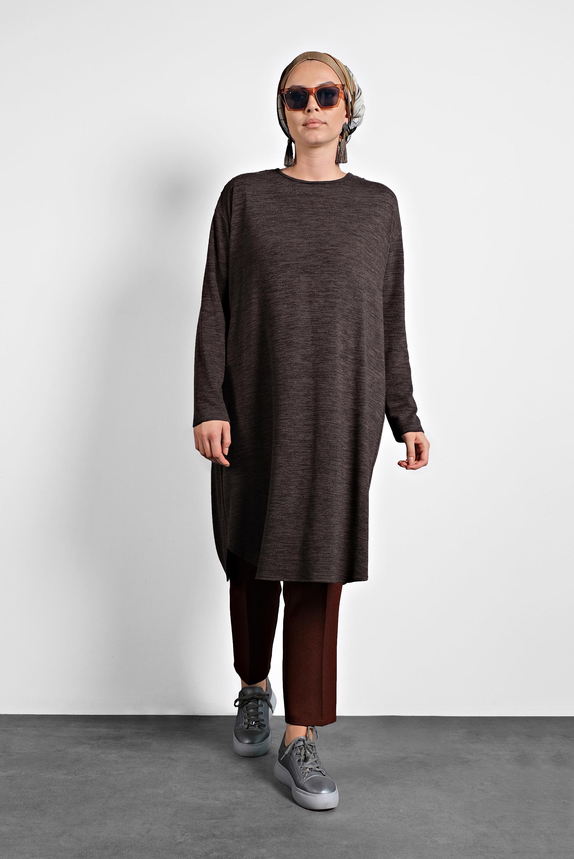 Hijab clothing BROWN HIGH-WAISTED CARROT CUT PANTS 70019 