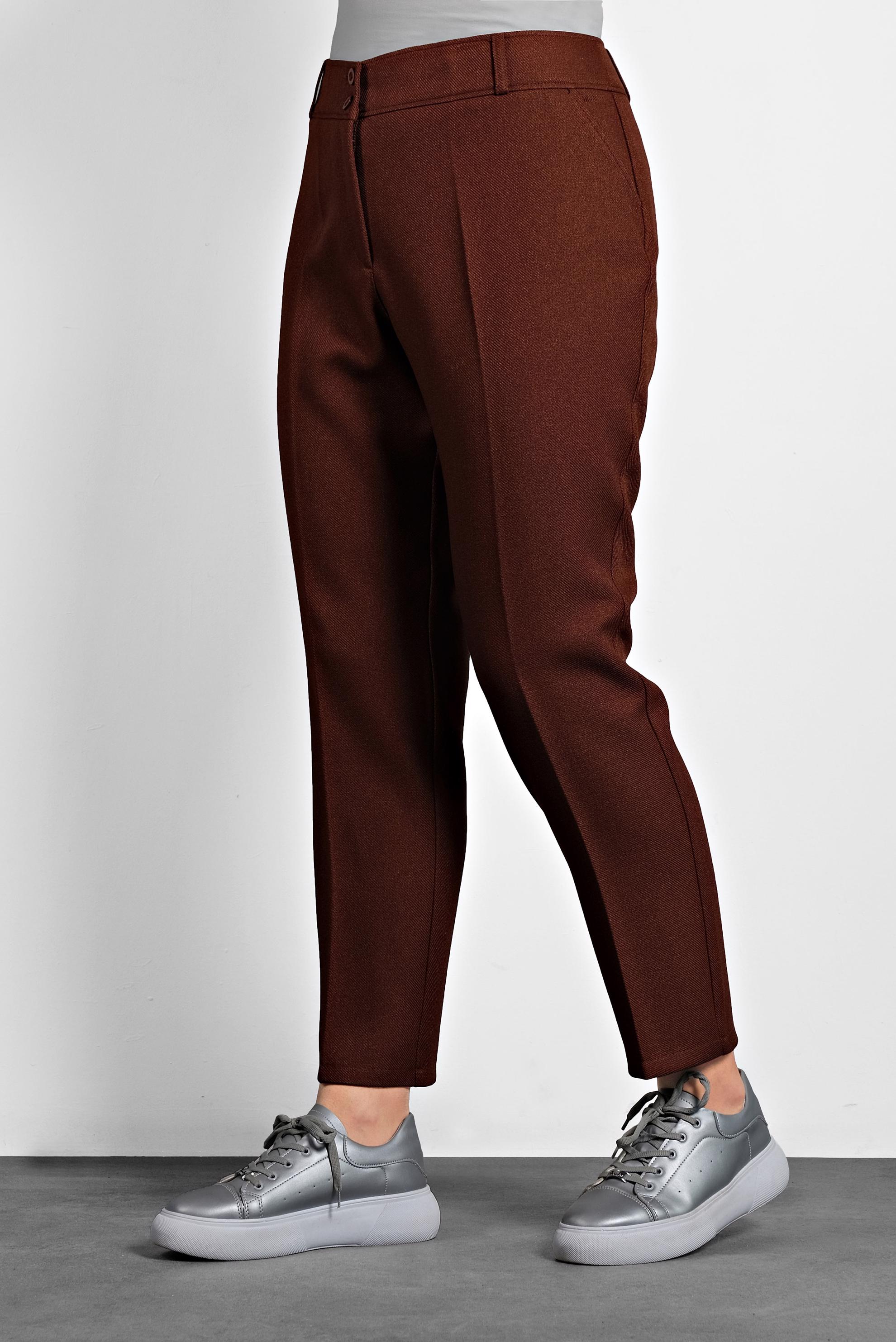 Hijab clothing BROWN HIGH-WAISTED CARROT CUT PANTS 70019 