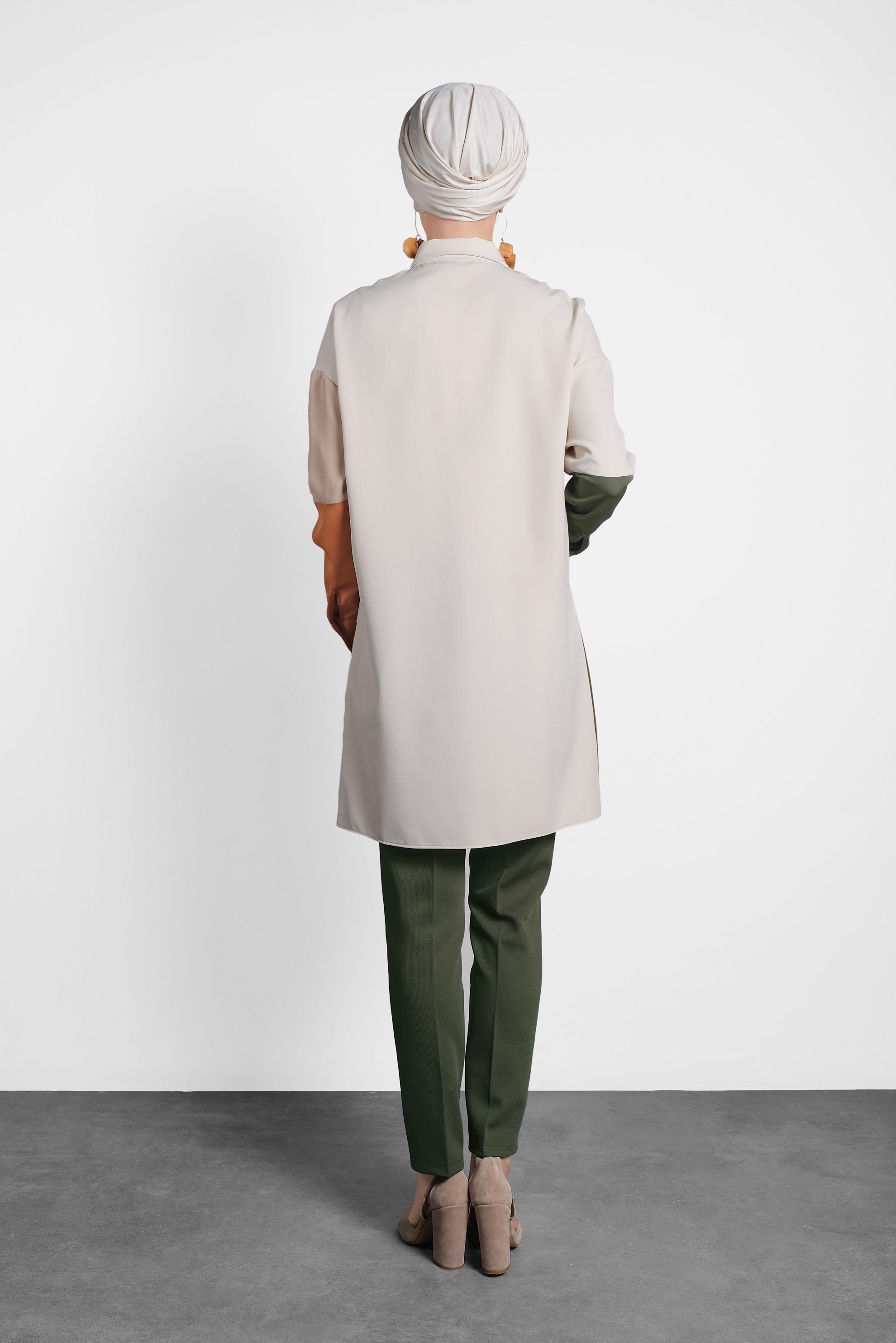 Tesettür giyim YEŞİL DÜĞMELİ DAR PAÇA PANTOLON 70022 