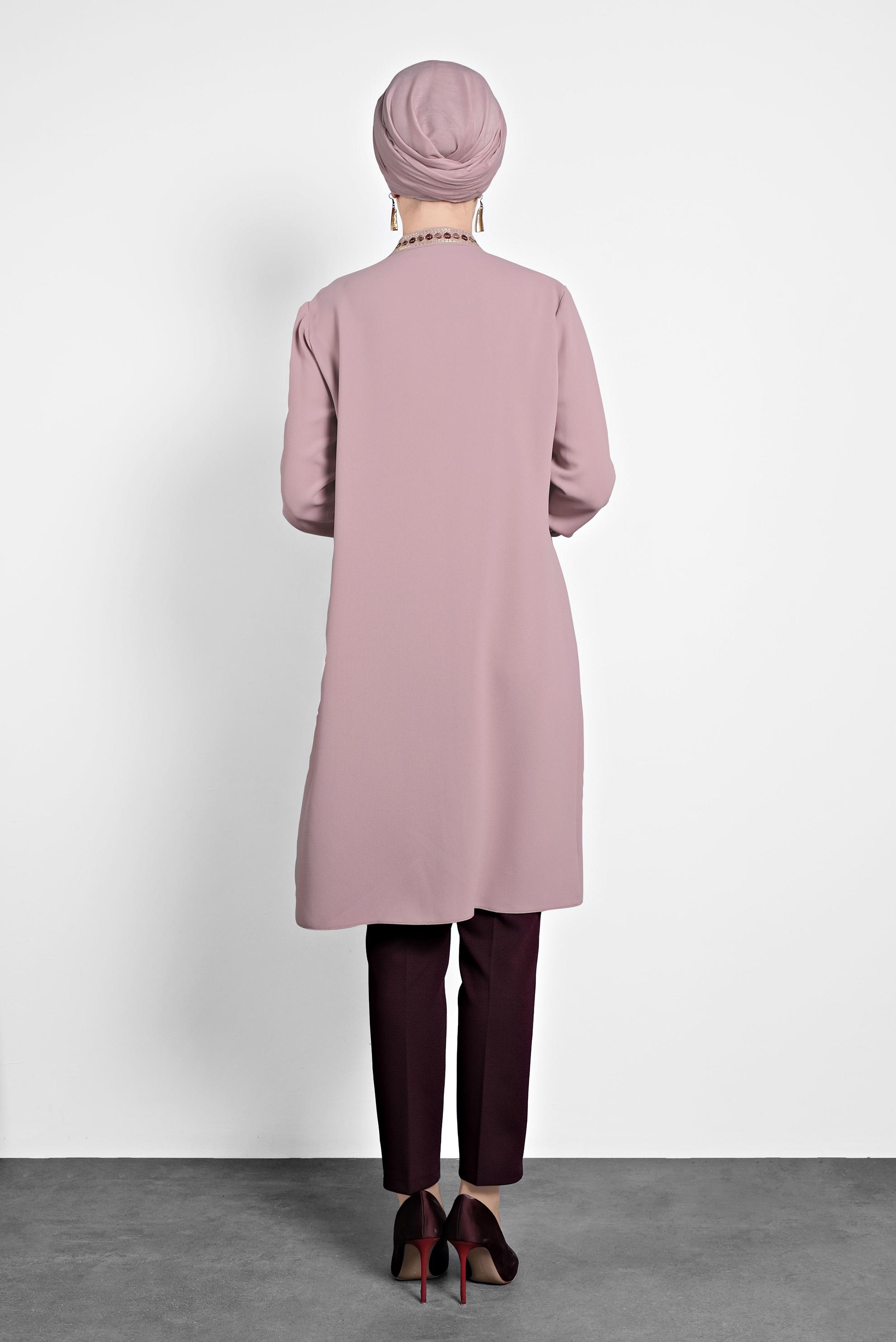 Tesettür giyim MÜRDÜM DÜĞMELİ DAR PAÇA PANTOLON 70022 